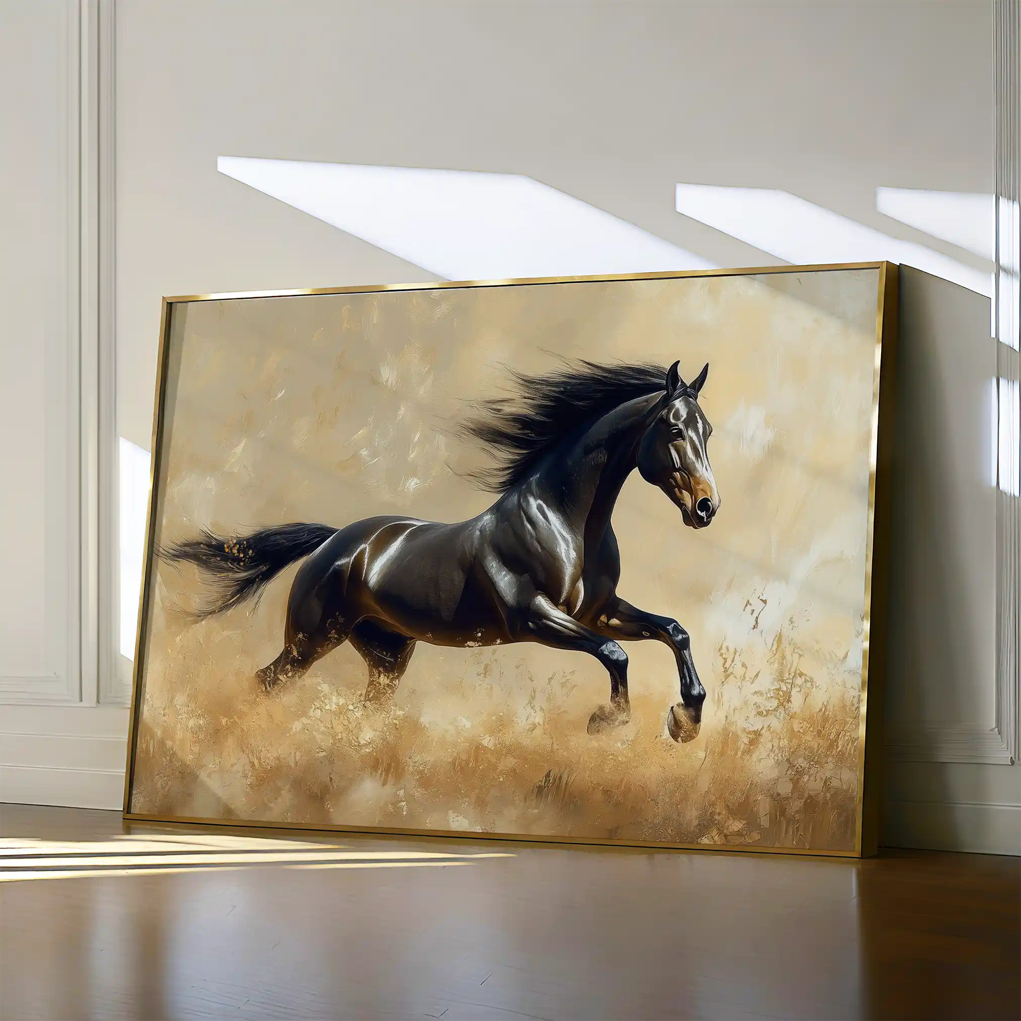 Horses 008 Canvas Art 60 x 40 cm / Black