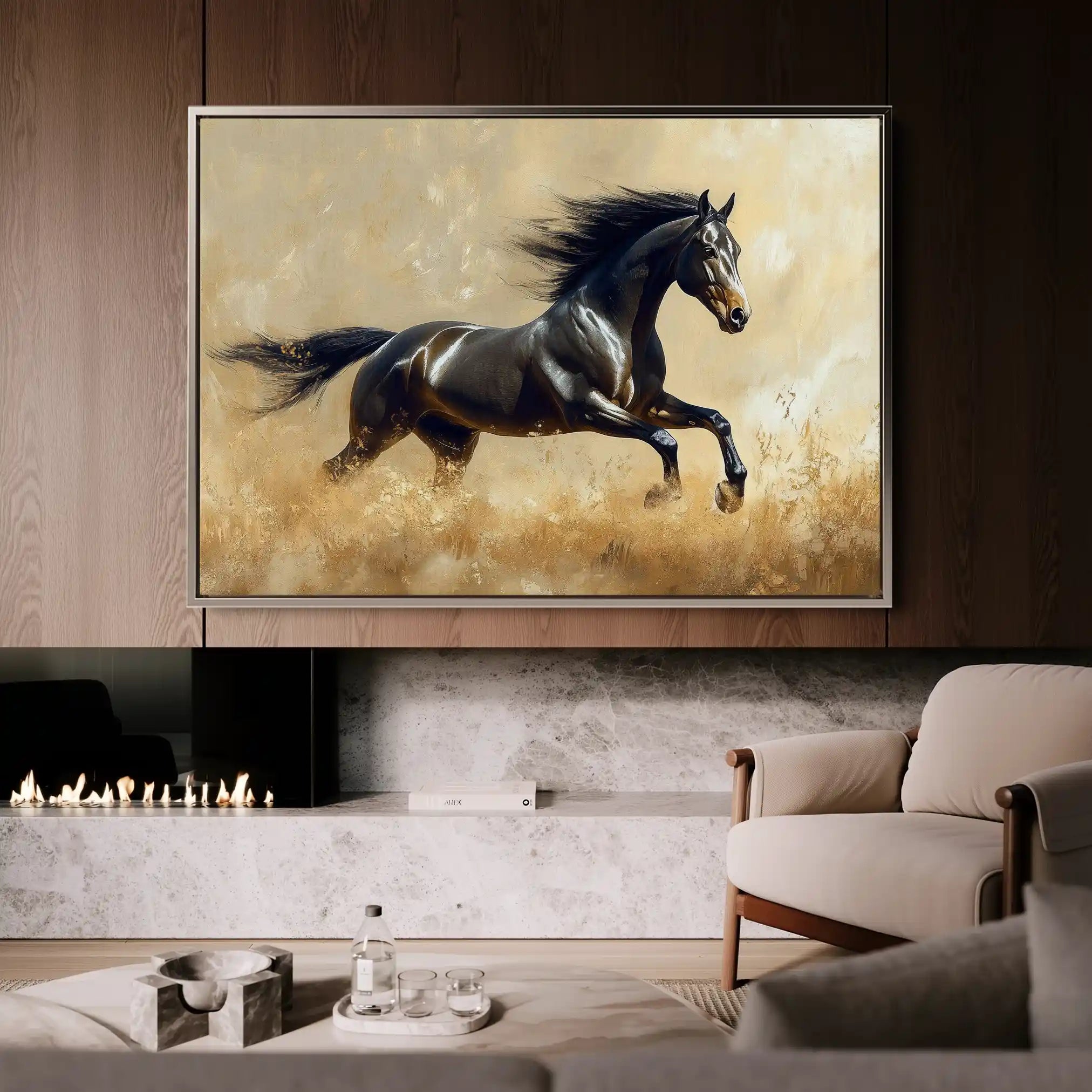 Horses 008 Canvas Art 60 x 40 cm / Black