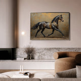 Horses 009 Canvas Art 18" x 24" / 45 x 60 cm / Black