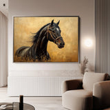 Horses 010 Canvas Art 18" x 24" / 45 x 60 cm / Black
