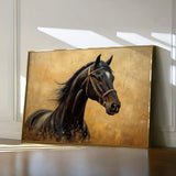 Horses 010 Canvas Art 18" x 24" / 45 x 60 cm / Black