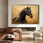 Horses 010 Canvas Art 18" x 24" / 45 x 60 cm / Black