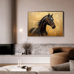 Horses 010 Canvas Art 18" x 24" / 45 x 60 cm / Black