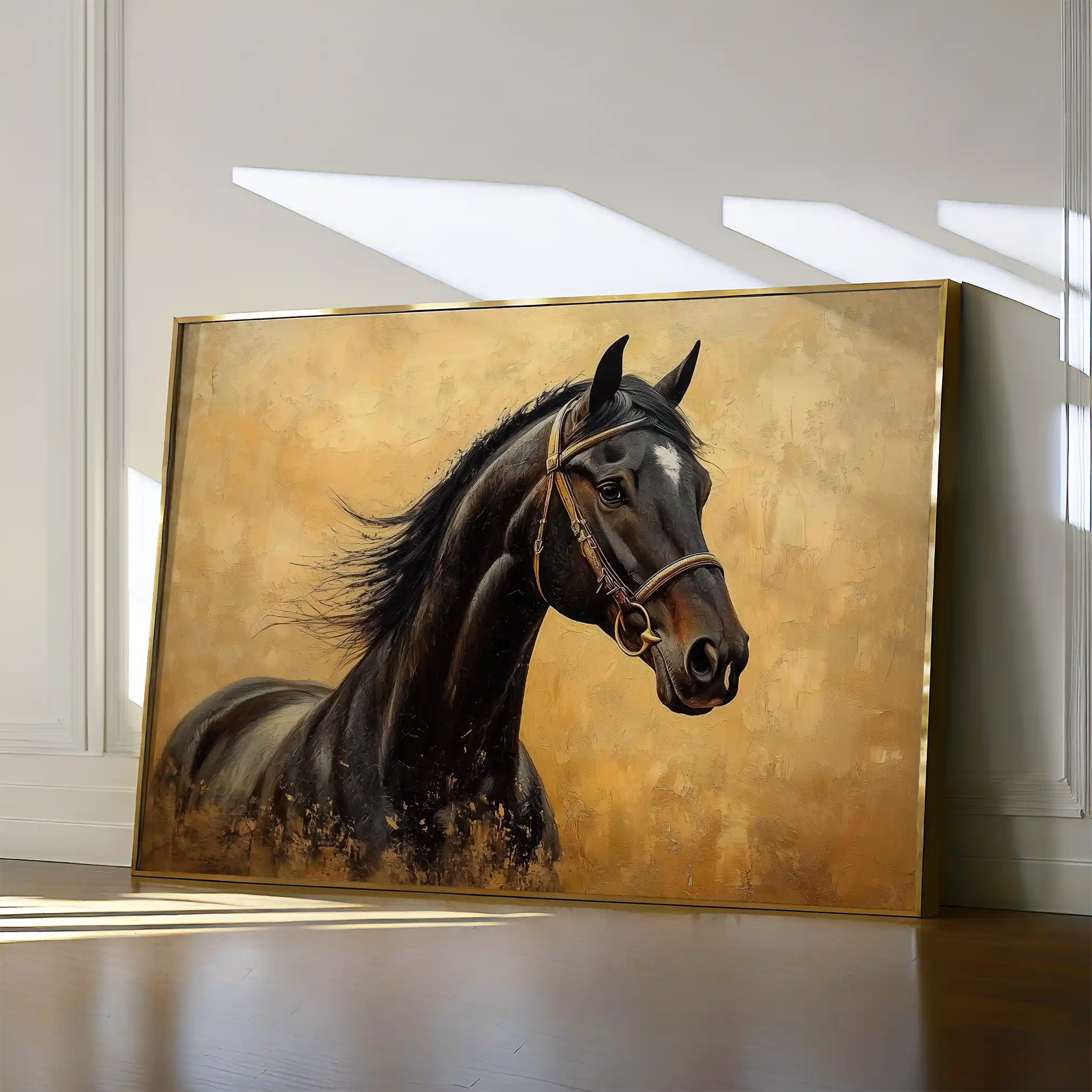 Horses 010 Canvas Art 60 x 40 cm / Black