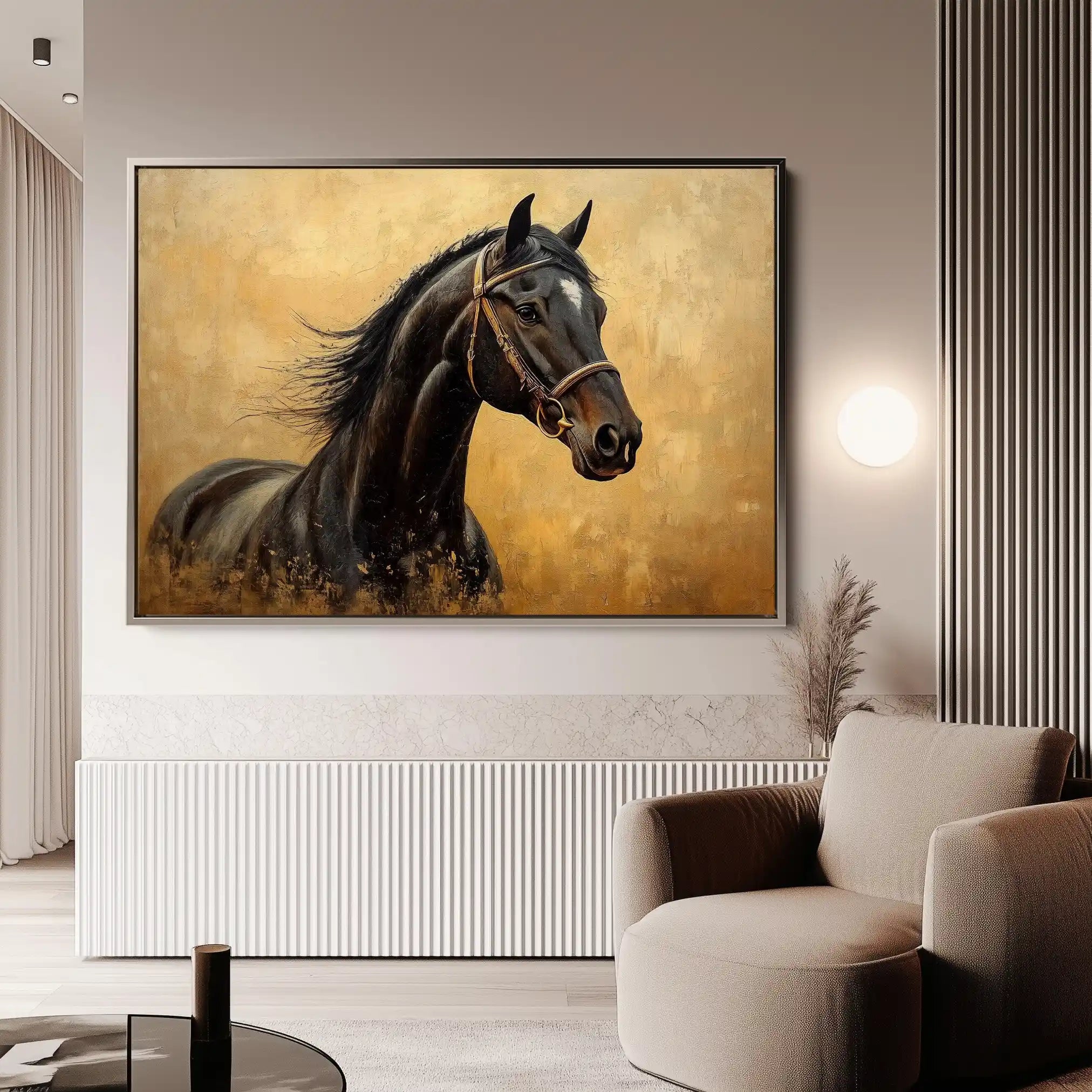 Horses 010 Canvas Art 60 x 40 cm / Black