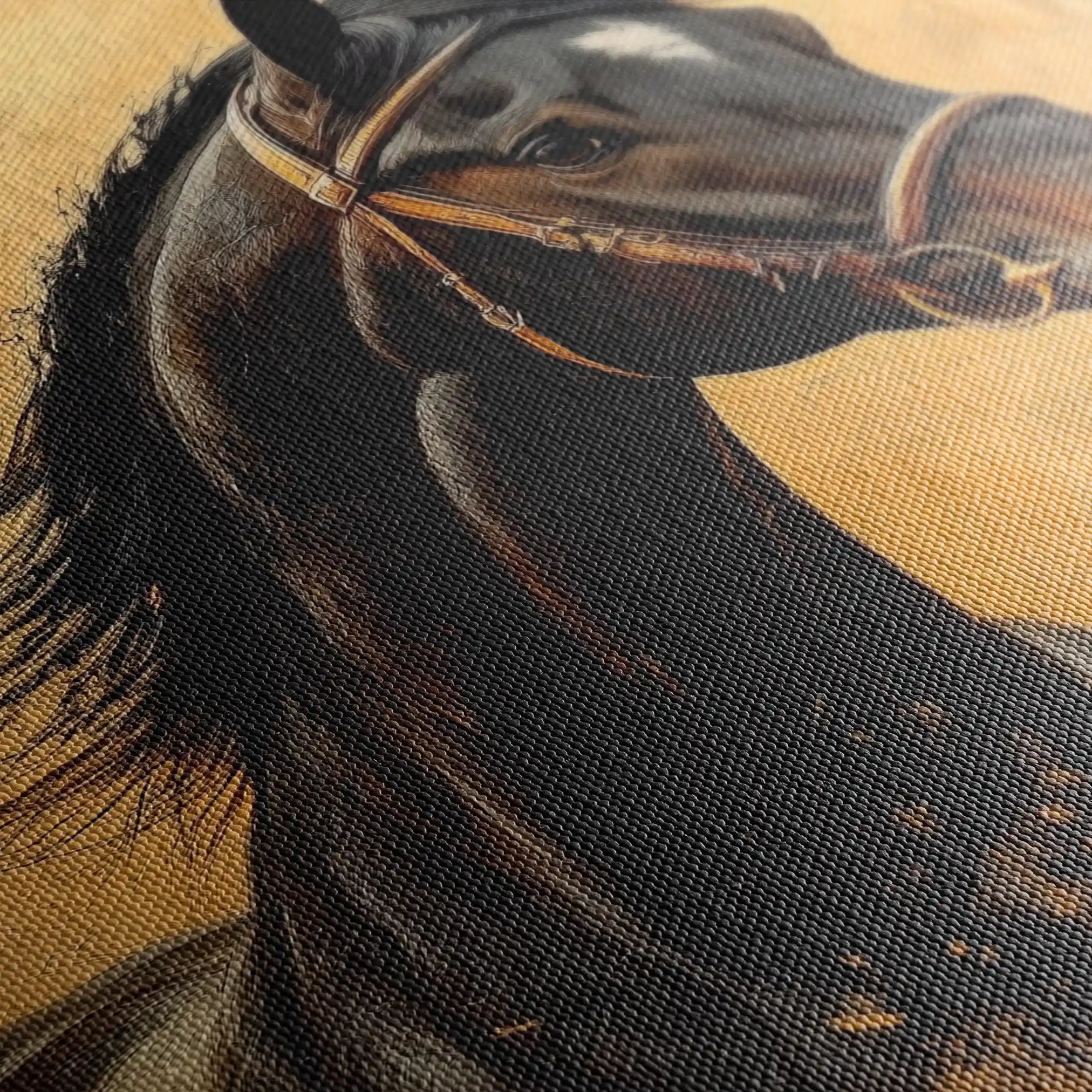 Horses 010 Canvas Art 60 x 40 cm / Black