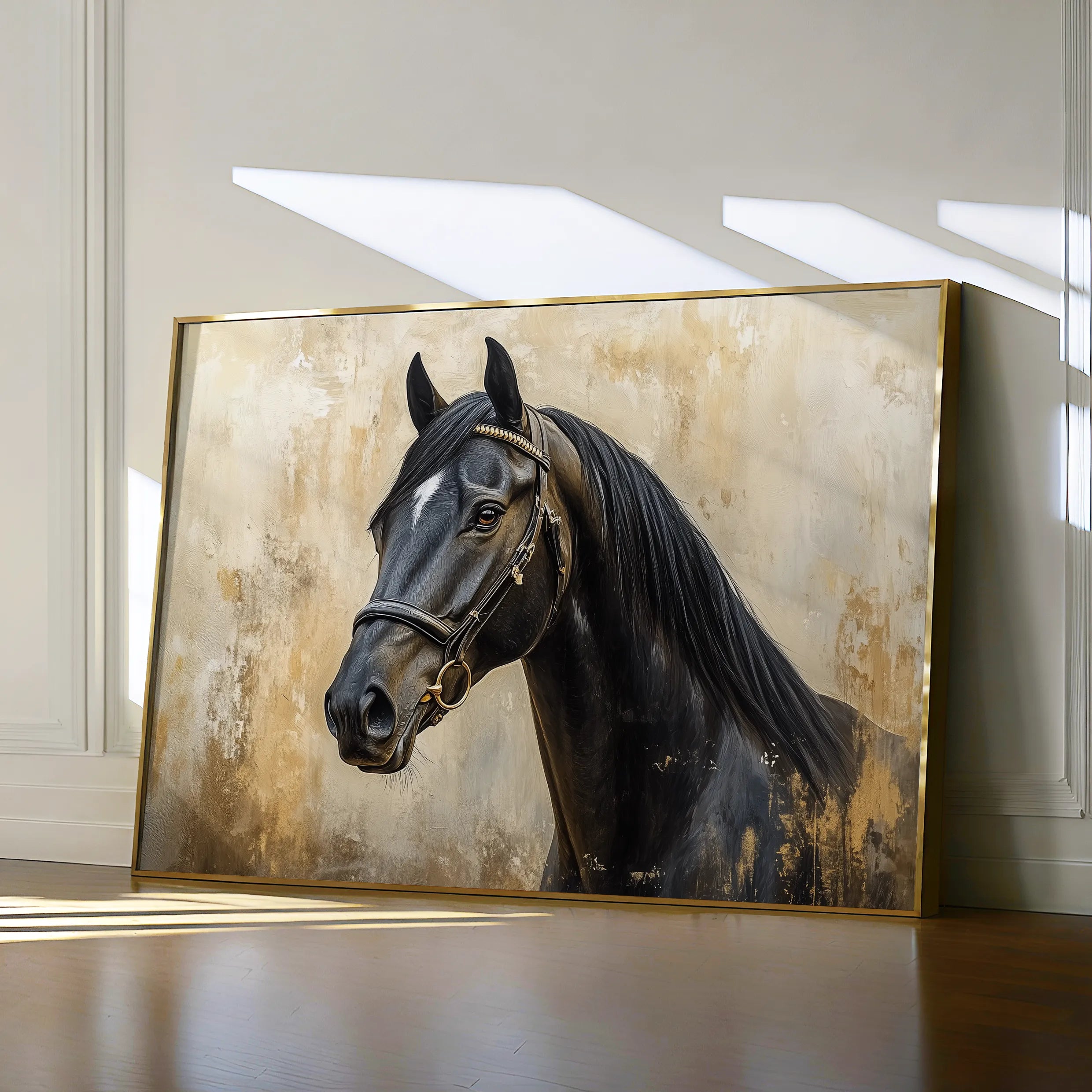 Horses 011 Canvas Art 18" x 24" / 45 x 60 cm / Black