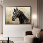 Horses 011 Canvas Art 18" x 24" / 45 x 60 cm / Black