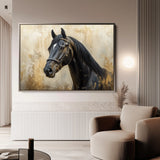 Horses 011 Canvas Art 18" x 24" / 45 x 60 cm / Black
