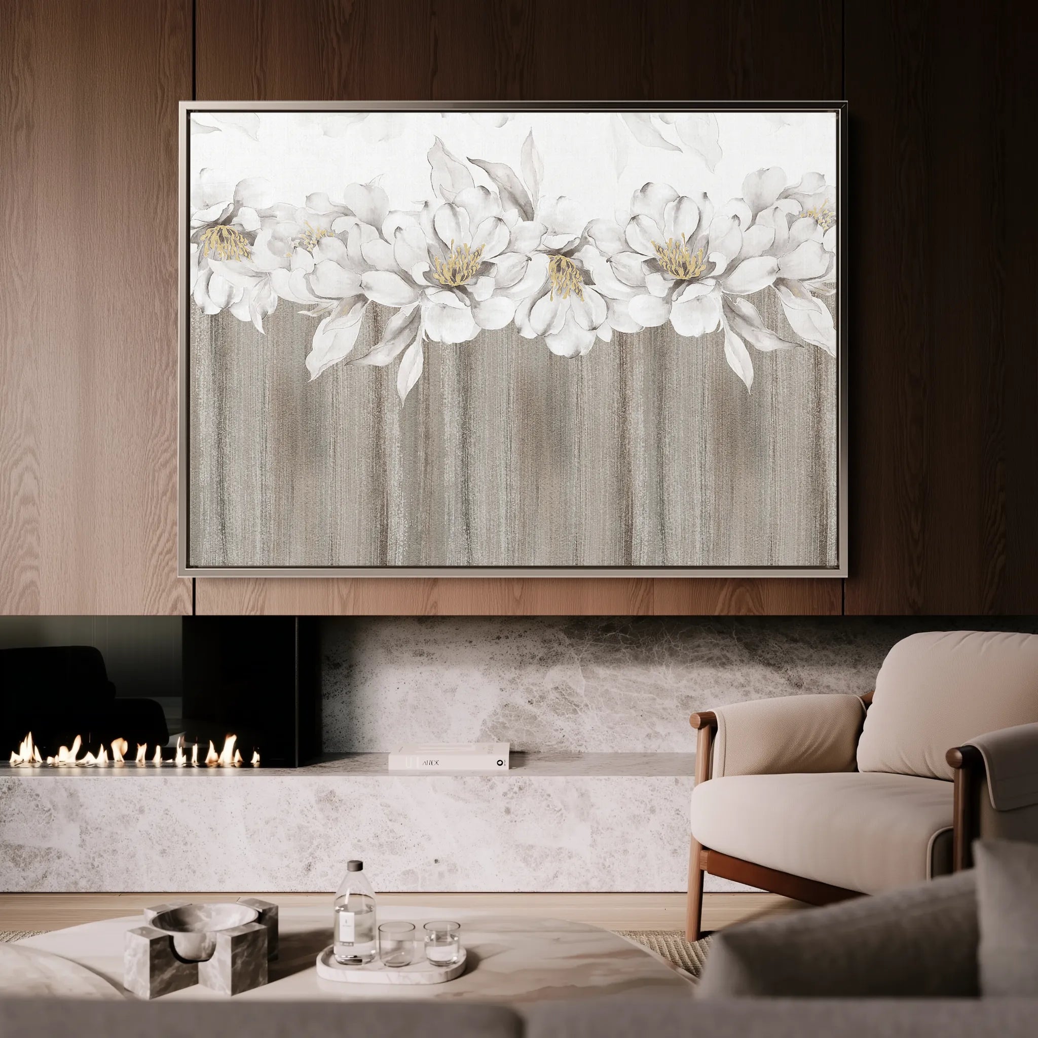Floral 012 Canvas Art 18" x 24" / 45 x 60 cm / Black