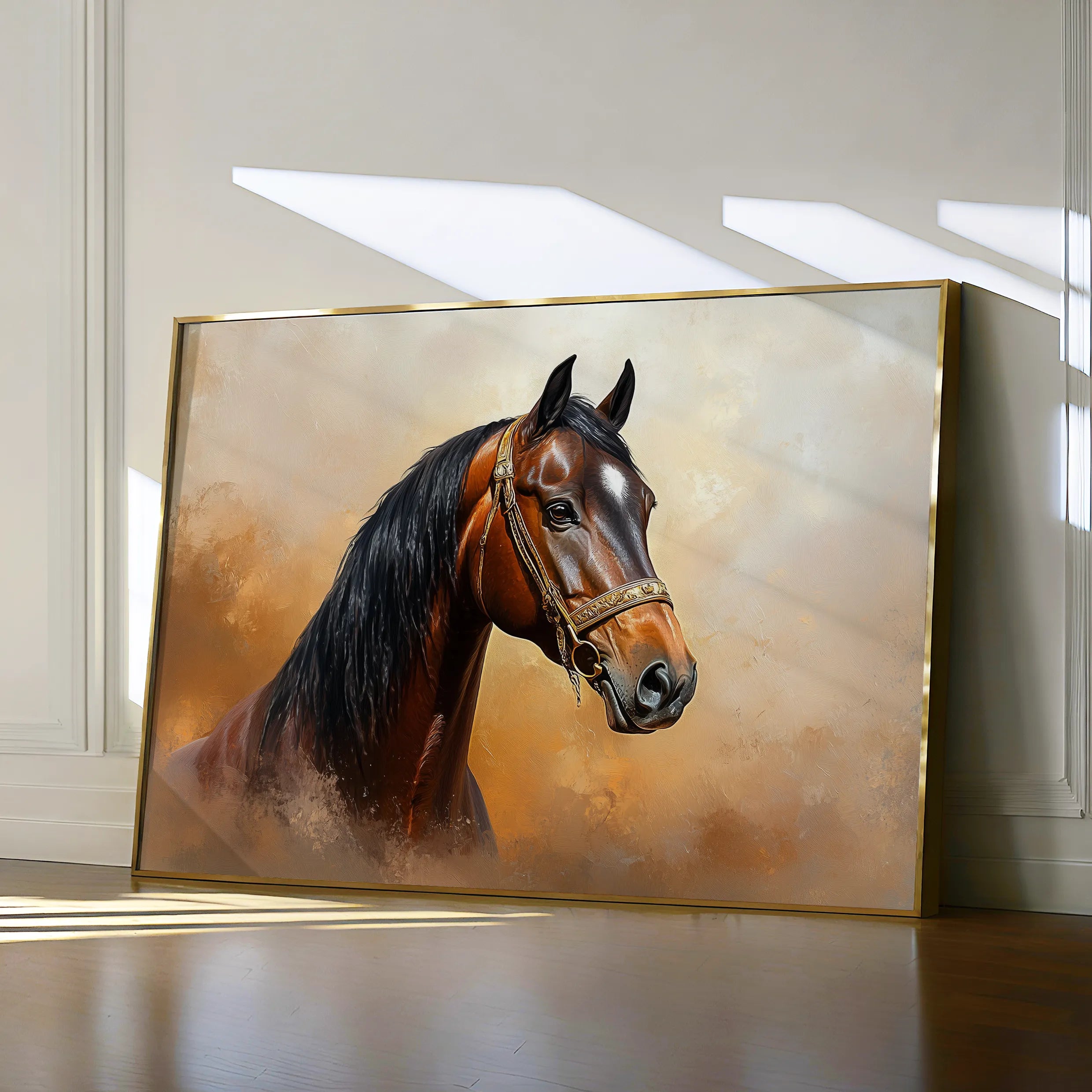 Horses 012 Canvas Art 18" x 24" / 45 x 60 cm / Black