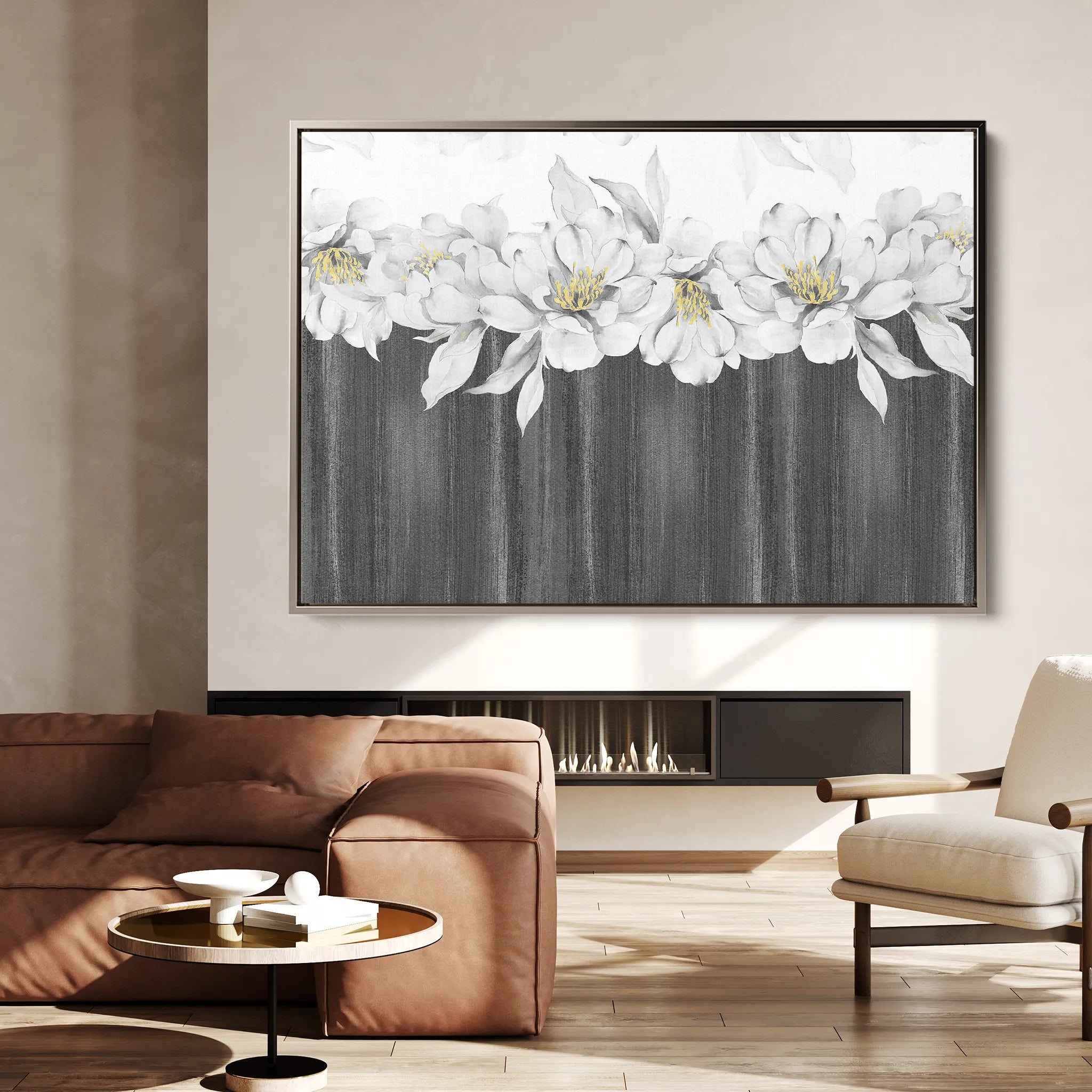 Floral 013 Canvas Art 18" x 24" / 45 x 60 cm / Black