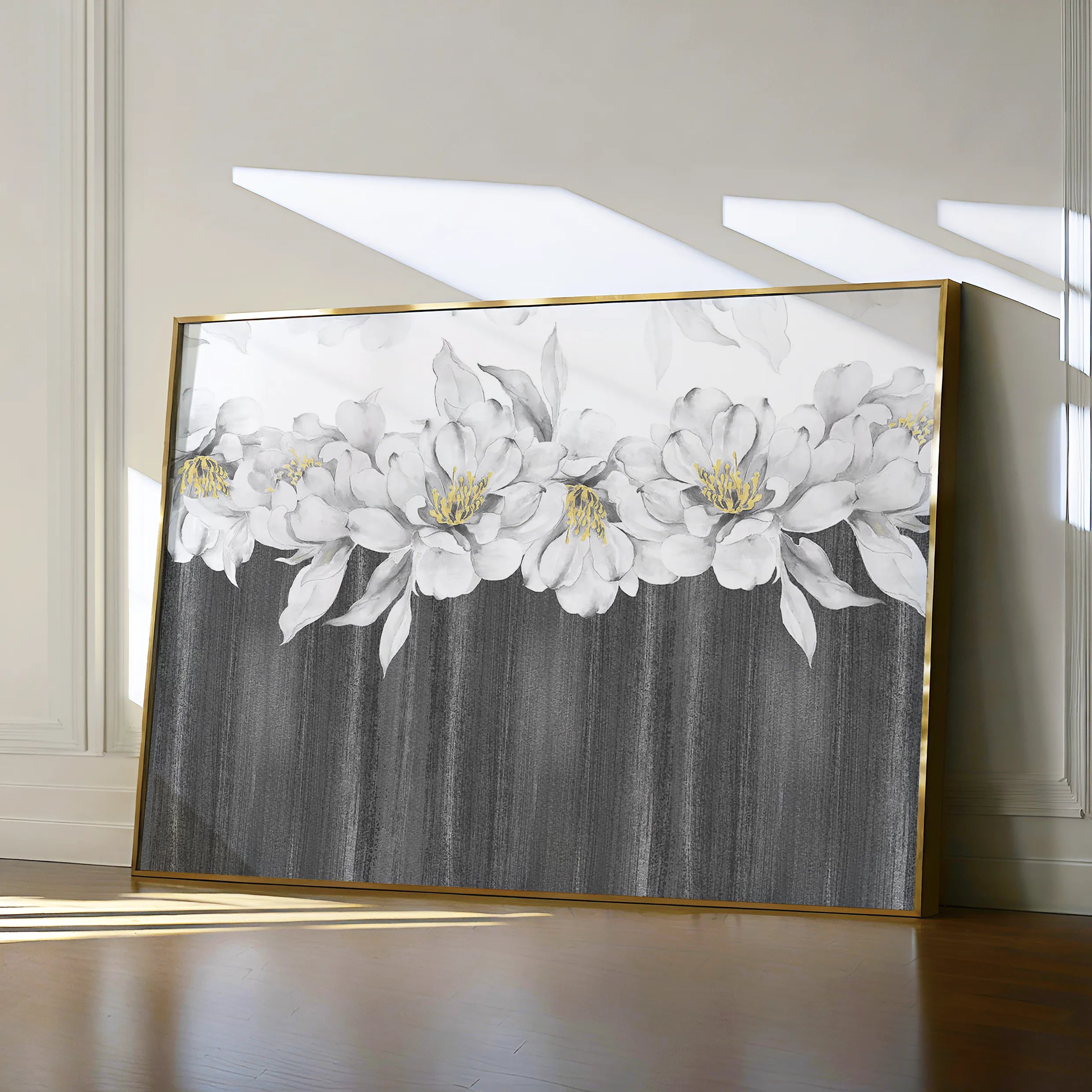 Floral 013 Canvas Art 18" x 24" / 45 x 60 cm / Black