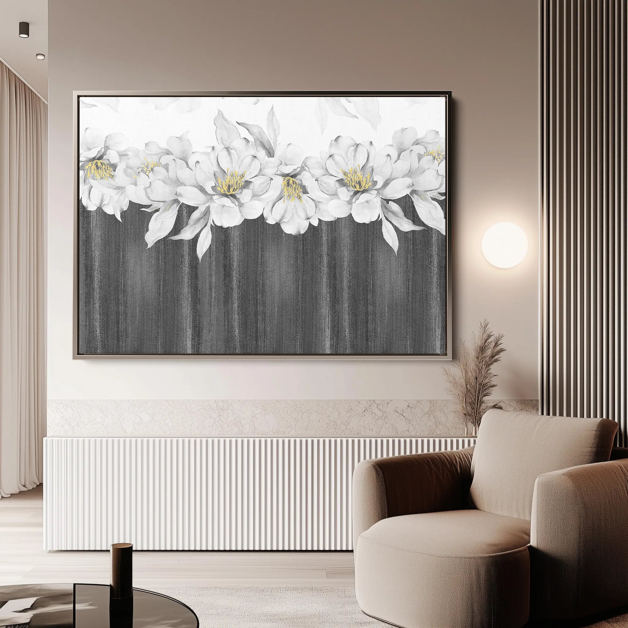 Floral 013 Canvas Art 18" x 24" / 45 x 60 cm / Black