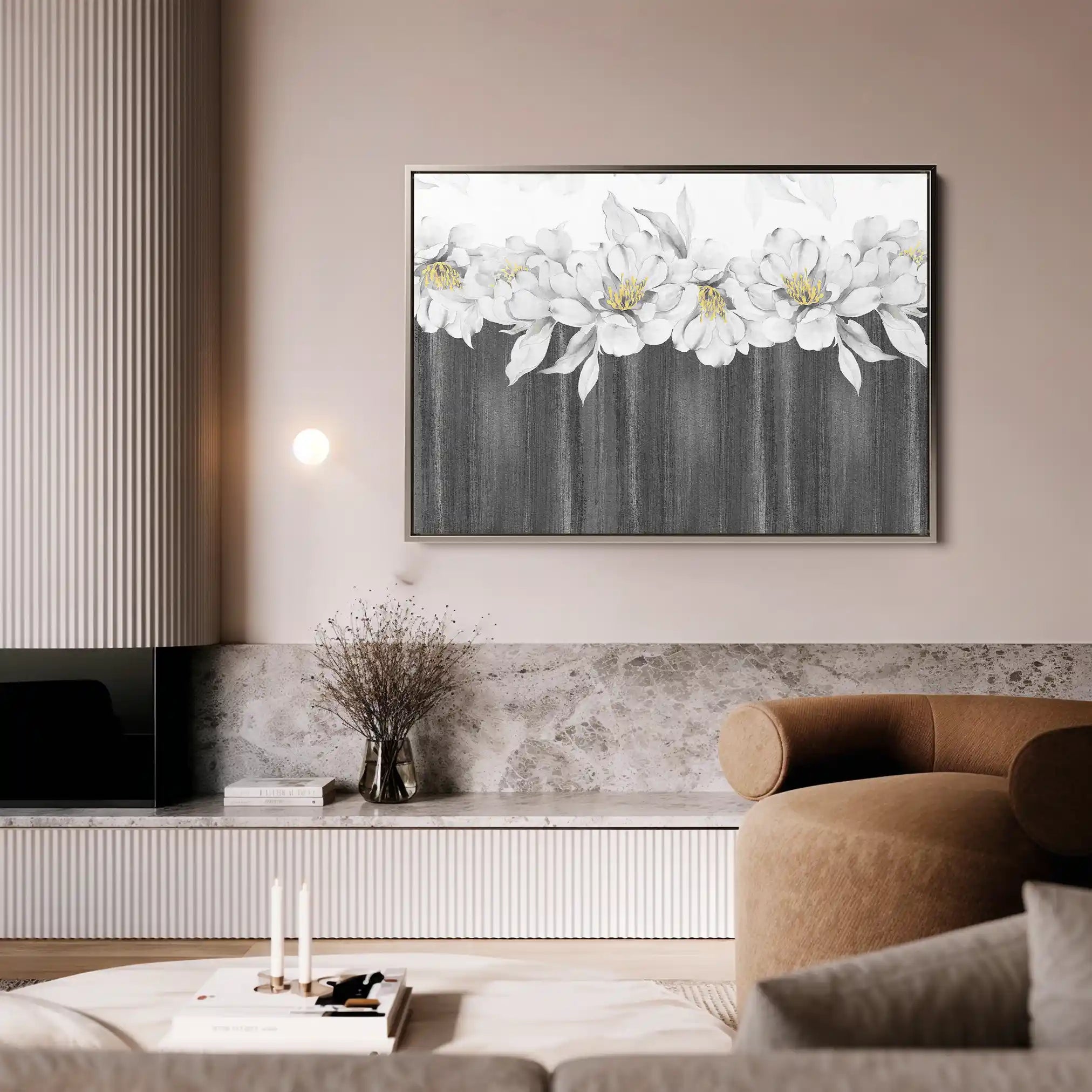 Floral 013 Canvas Art 60 x 40 cm / Black