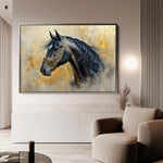 Horses 013 Canvas Art 18" x 24" / 45 x 60 cm / Black