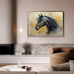 Horses 013 Canvas Art 18" x 24" / 45 x 60 cm / Black