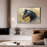 Horses 013 Canvas Art 18" x 24" / 45 x 60 cm / Black