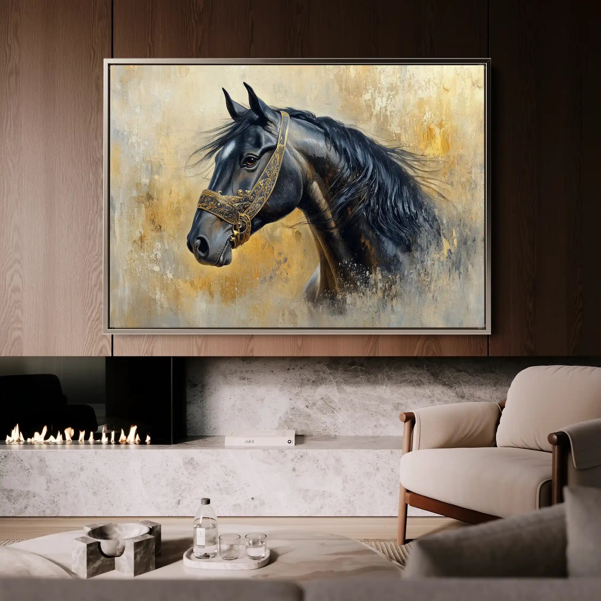 Horses 013 Canvas Art 60 x 40 cm / Black