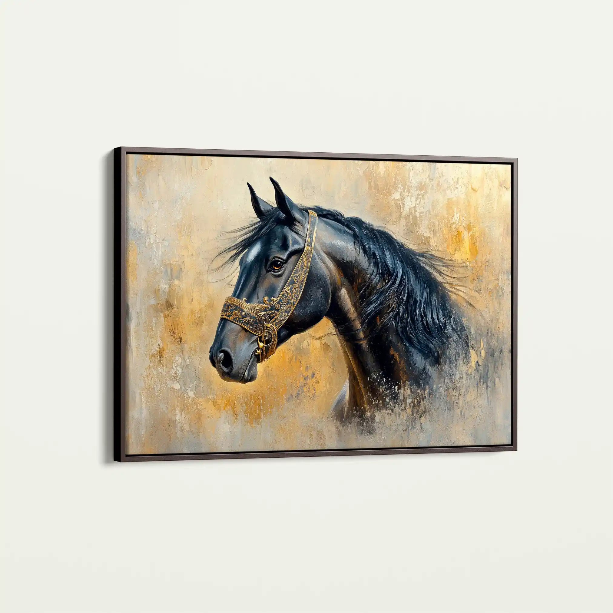 Horses 013 Canvas Art 60 x 40 cm / Black