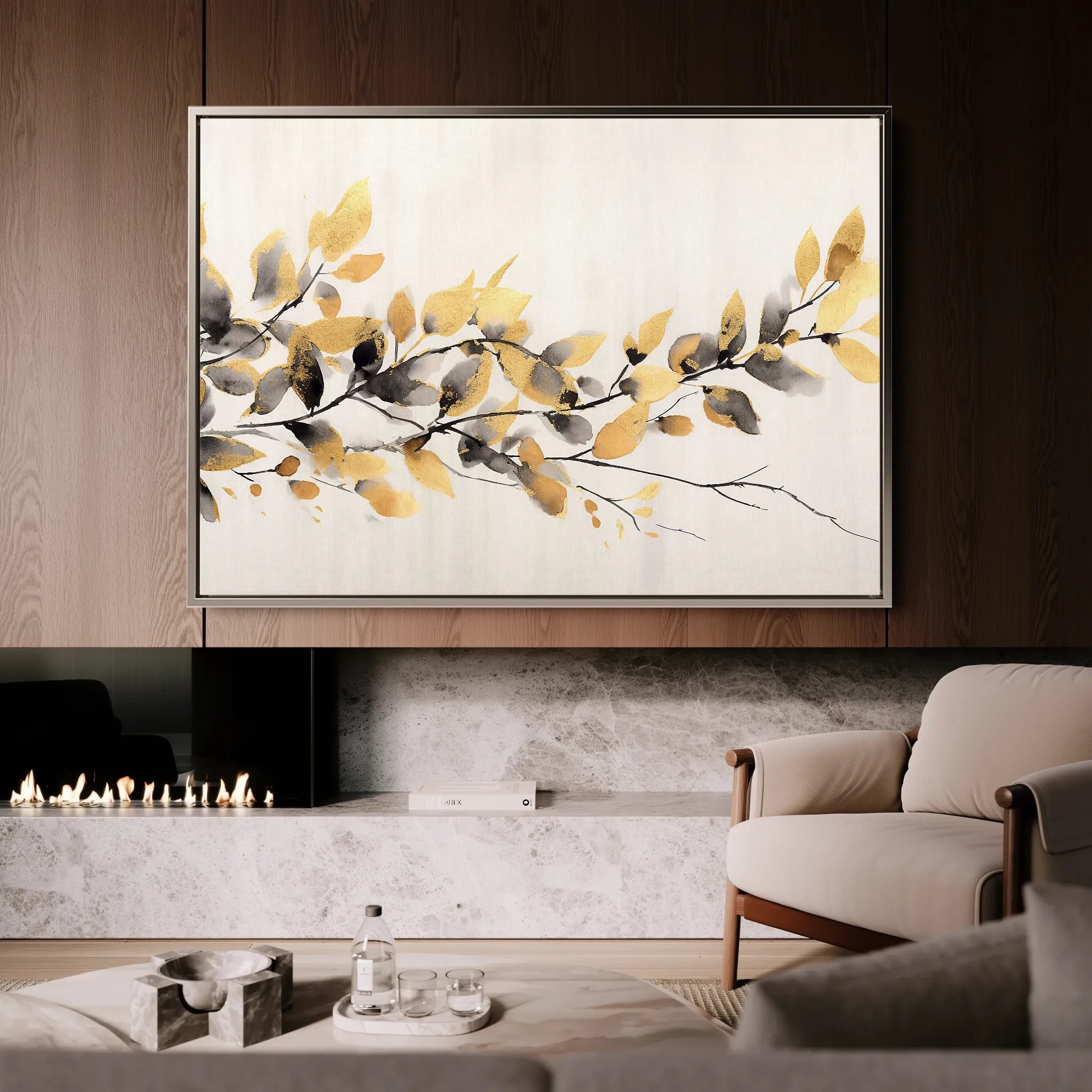 Floral 014 Canvas Art 18" x 24" / 45 x 60 cm / Black