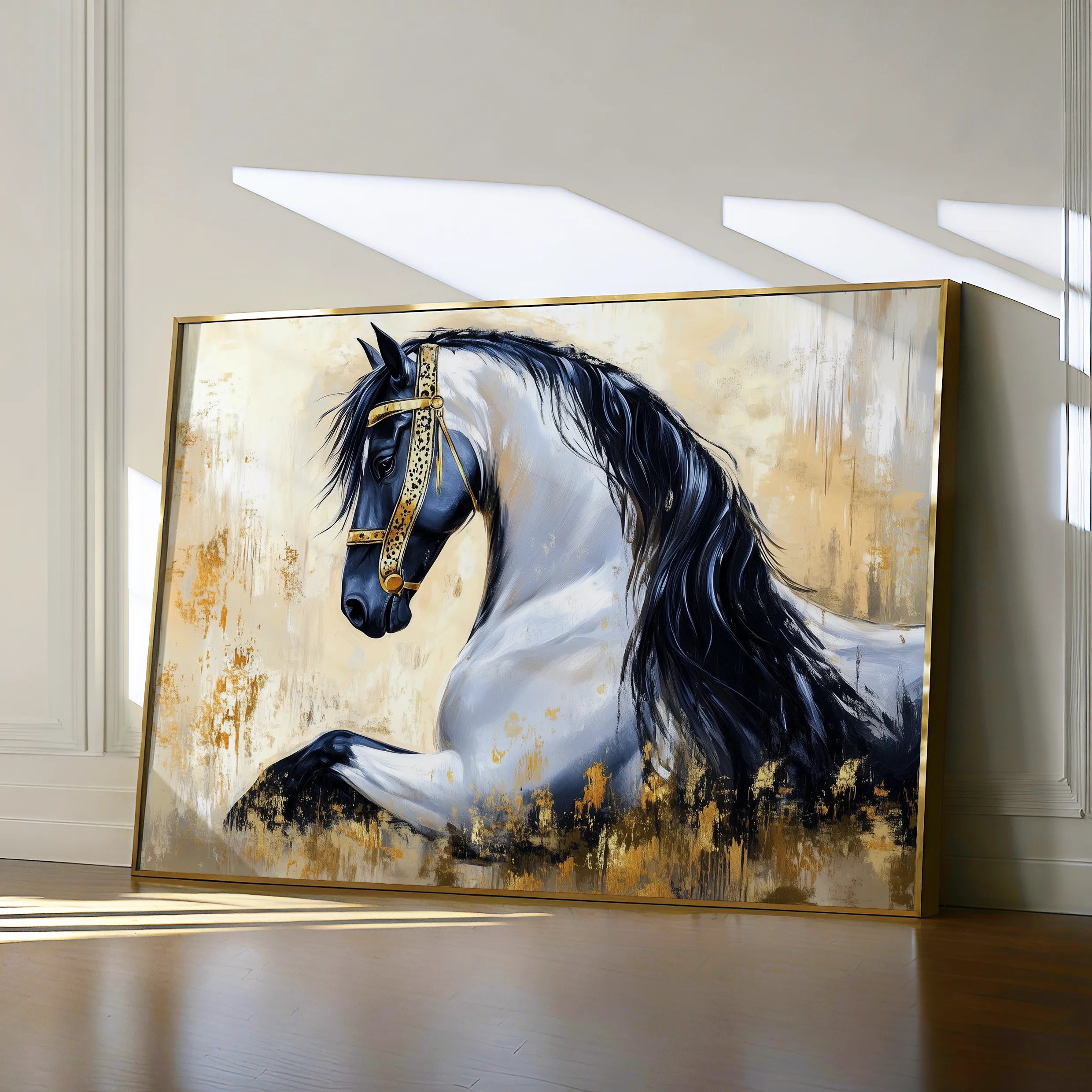 Horses 014 Canvas Art 18" x 24" / 45 x 60 cm / Black