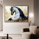 Horses 014 Canvas Art 18" x 24" / 45 x 60 cm / Black