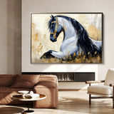 Horses 014 Canvas Art 18" x 24" / 45 x 60 cm / Black