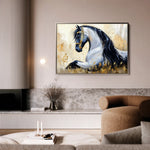 Horses 014 Canvas Art 18" x 24" / 45 x 60 cm / Black