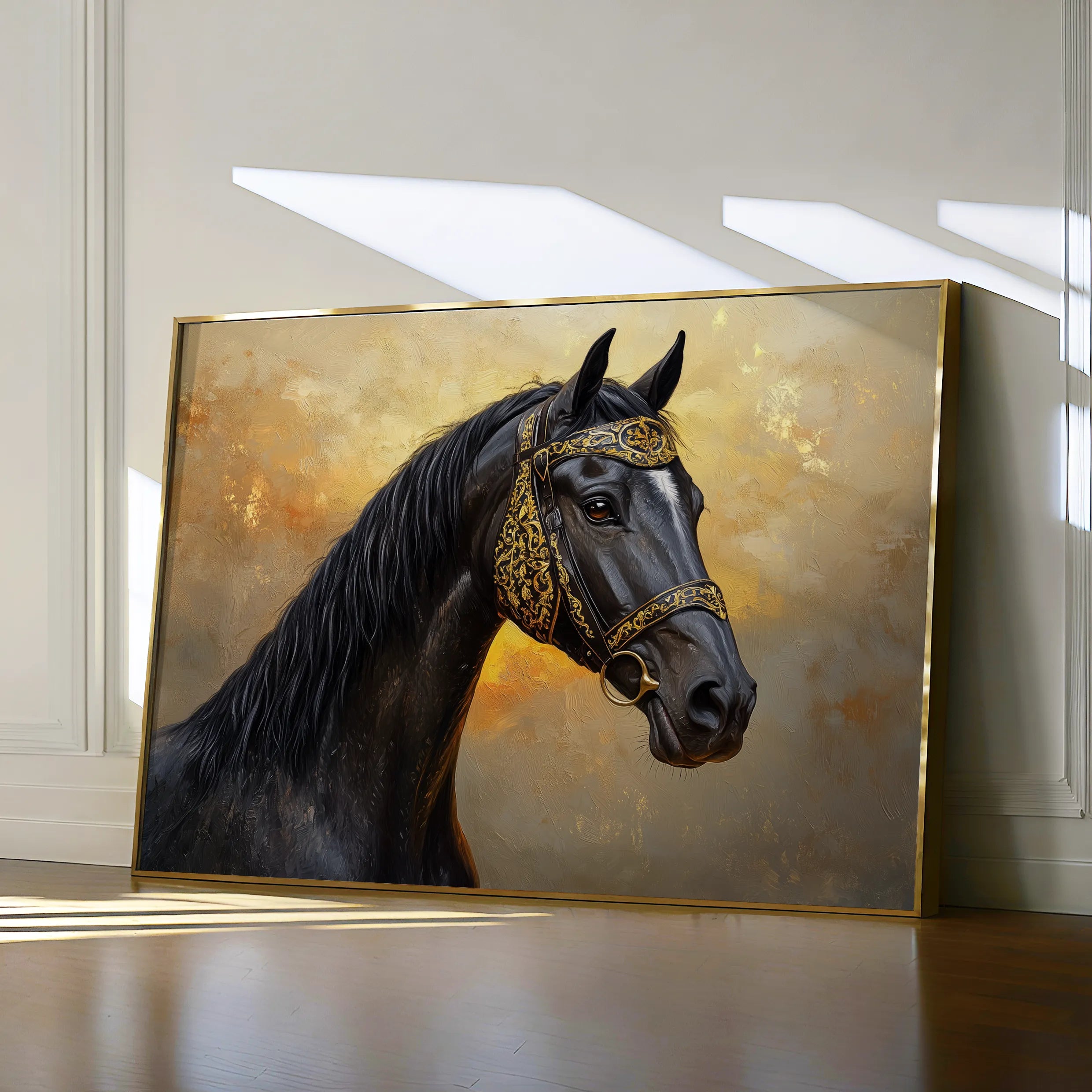 Horses 015 Canvas Art 18" x 24" / 45 x 60 cm / Black