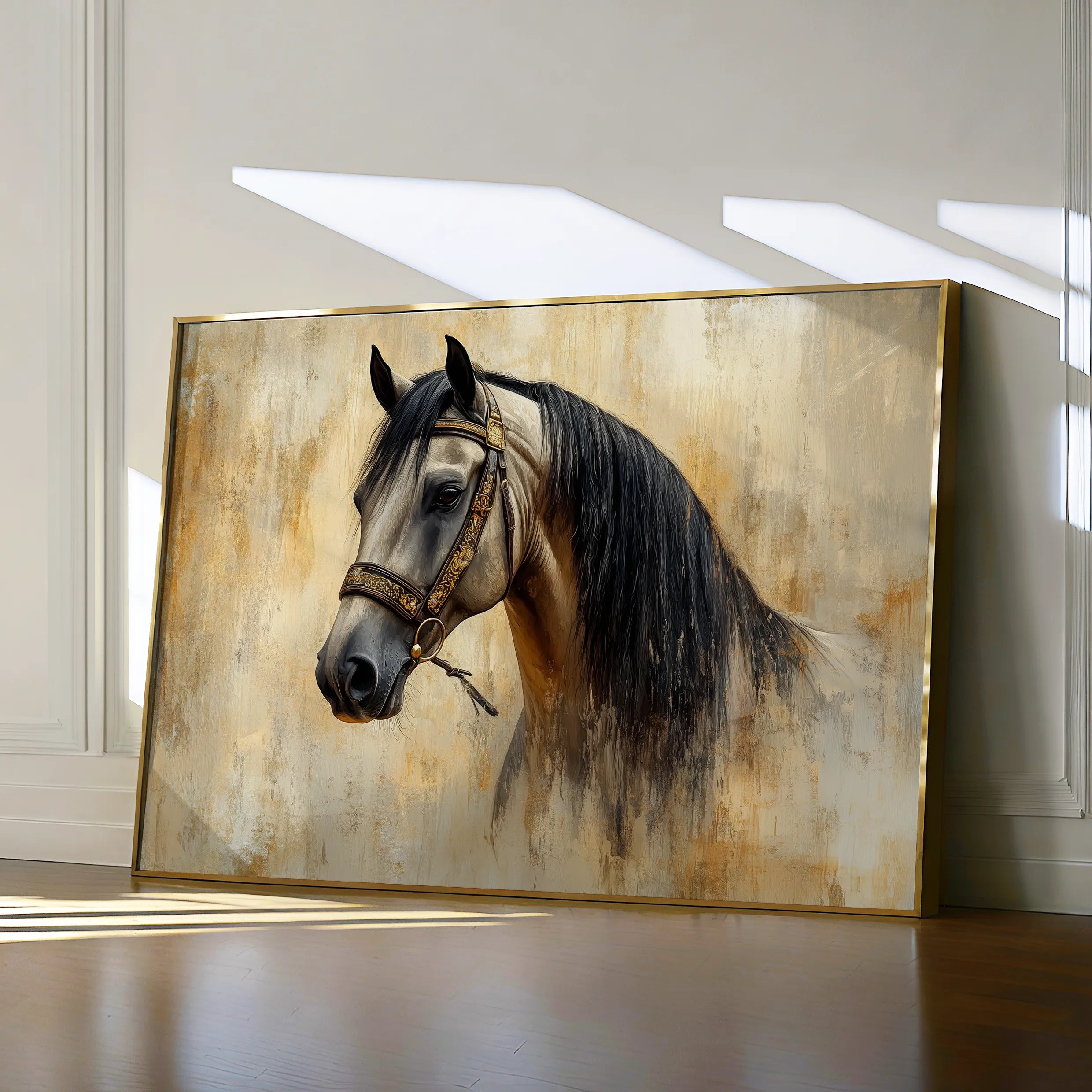 Horses 016 Canvas Art 18" x 24" / 45 x 60 cm / Black