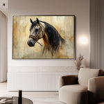 Horses 016 Canvas Art 18" x 24" / 45 x 60 cm / Black