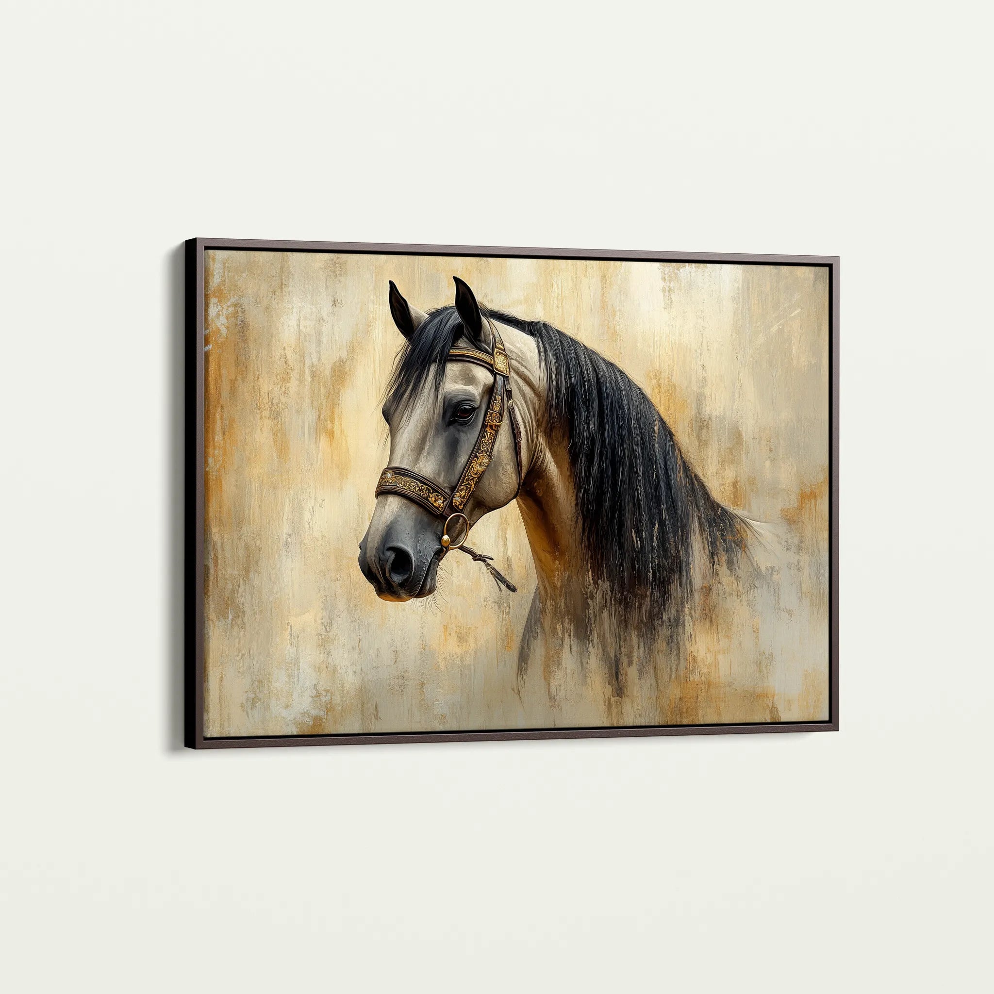 Horses 016 Canvas Art 18" x 24" / 45 x 60 cm / Black
