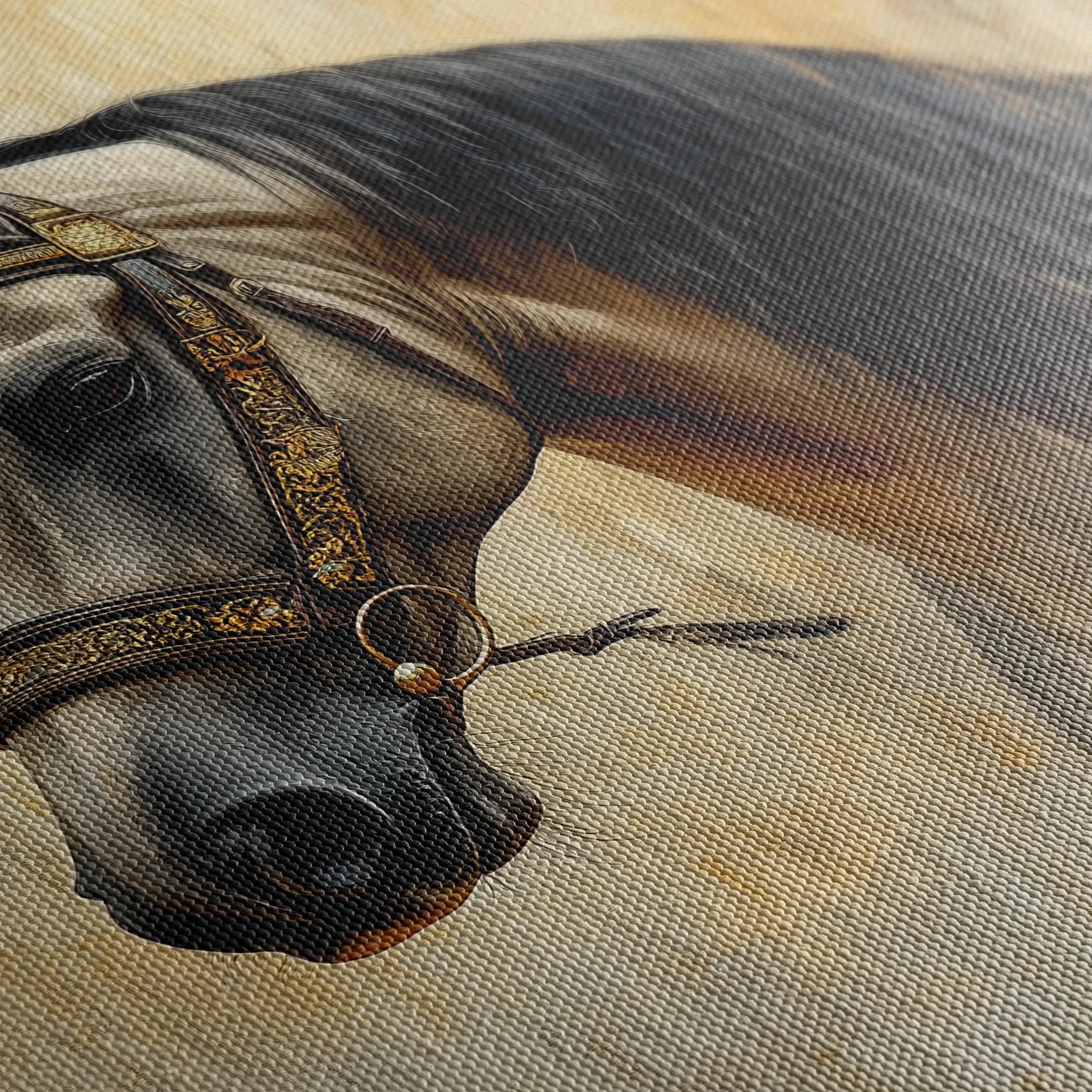 Horses 016 Canvas Art 18" x 24" / 45 x 60 cm / Black