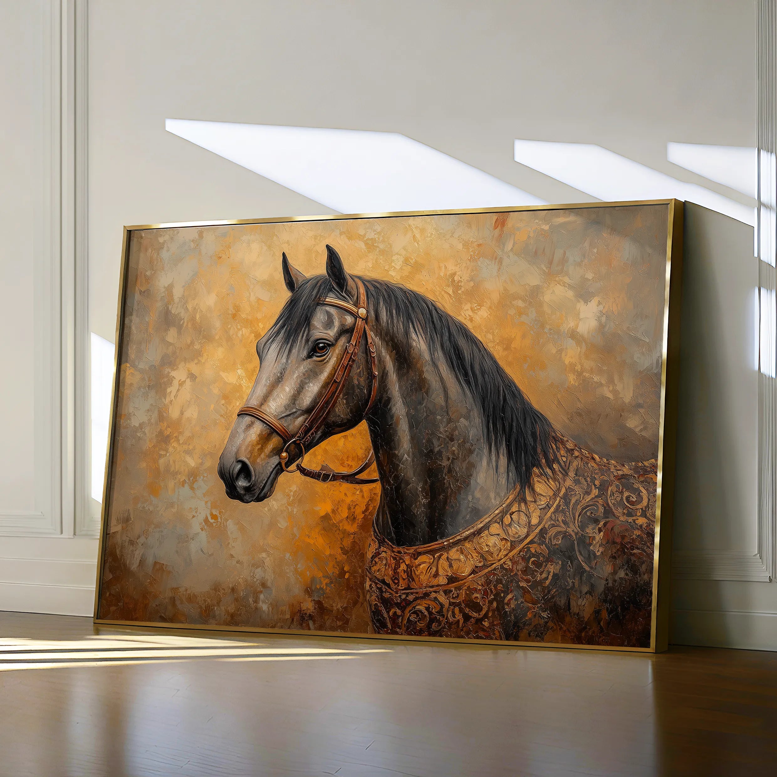 Horses 017 Canvas Art 18" x 24" / 45 x 60 cm / Black