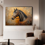 Horses 017 Canvas Art 18" x 24" / 45 x 60 cm / Black