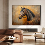 Horses 017 Canvas Art 18" x 24" / 45 x 60 cm / Black