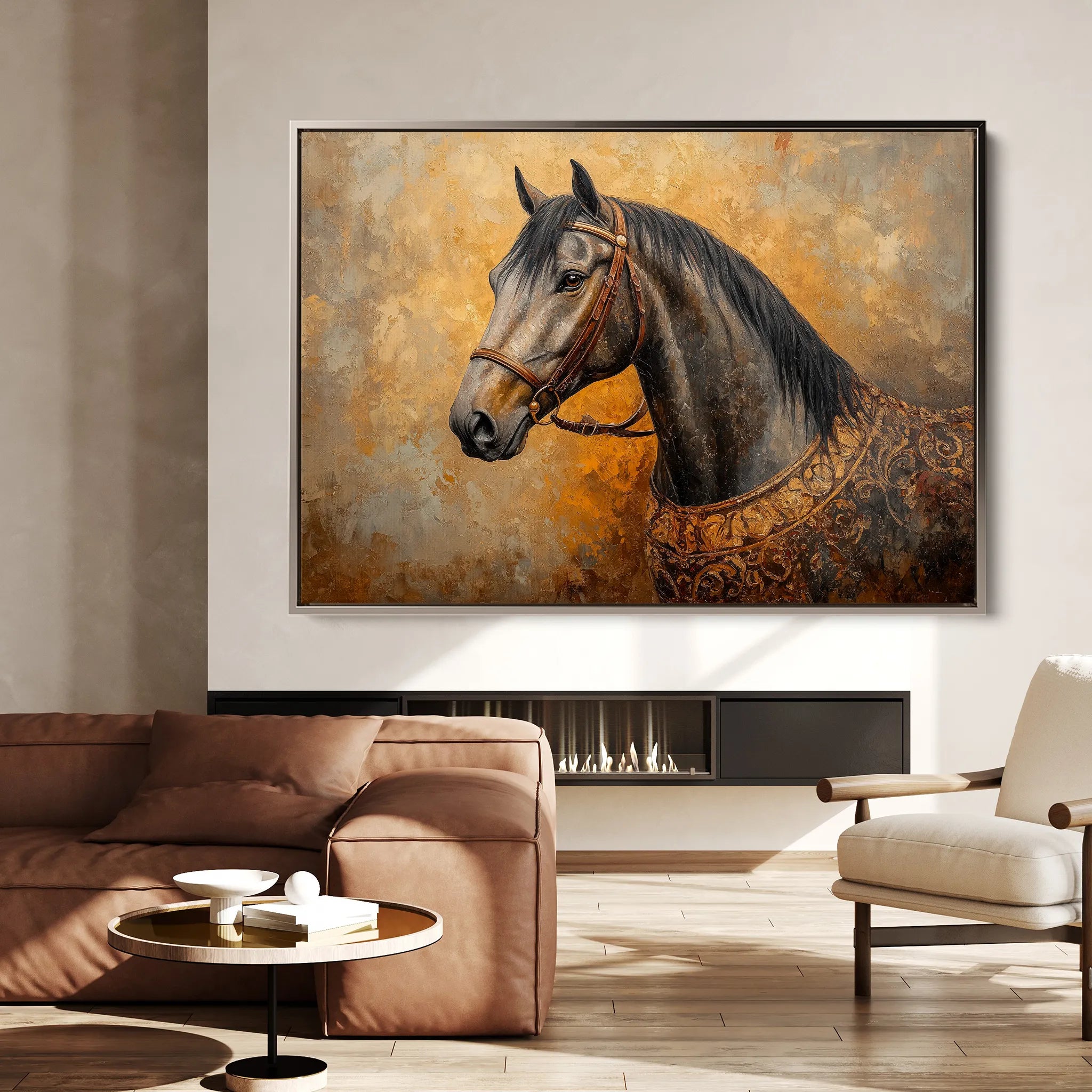 Horses 017 Canvas Art 18" x 24" / 45 x 60 cm / Black