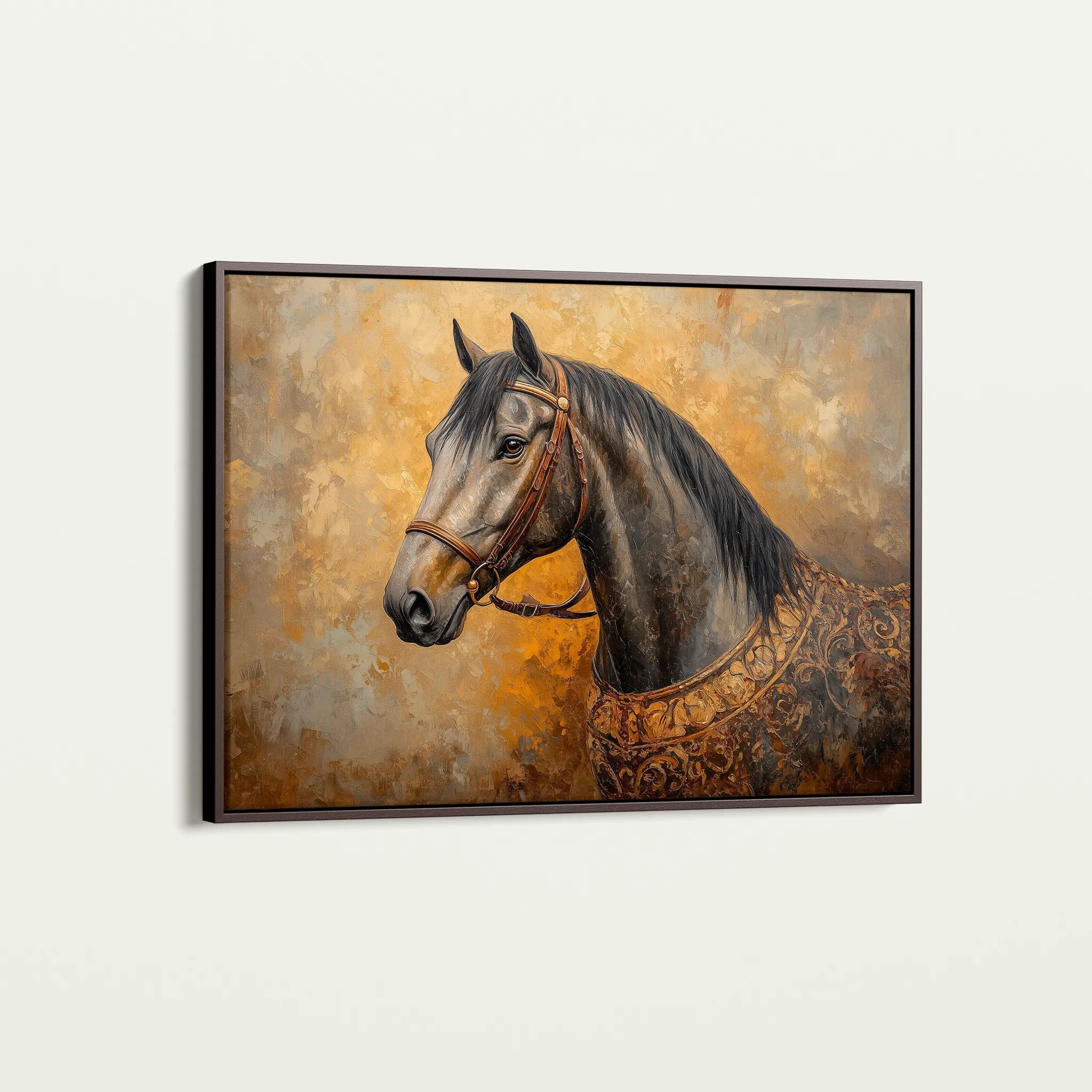 Horses 017 Canvas Art 18" x 24" / 45 x 60 cm / Black