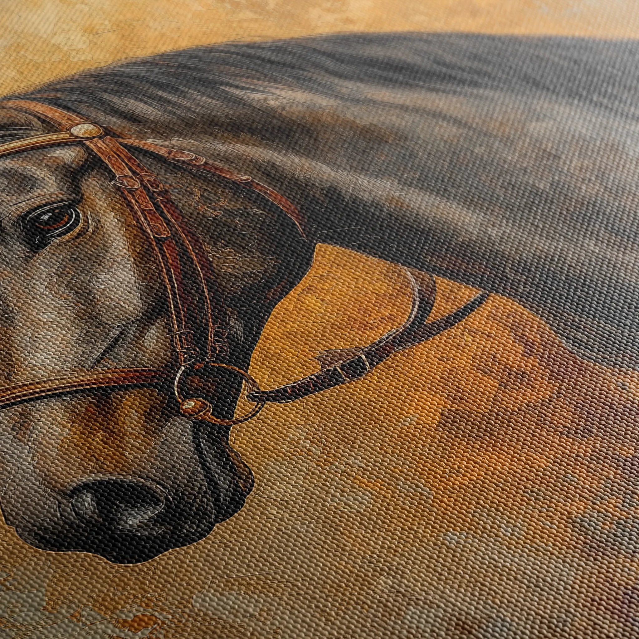 Horses 017 Canvas Art 18" x 24" / 45 x 60 cm / Black
