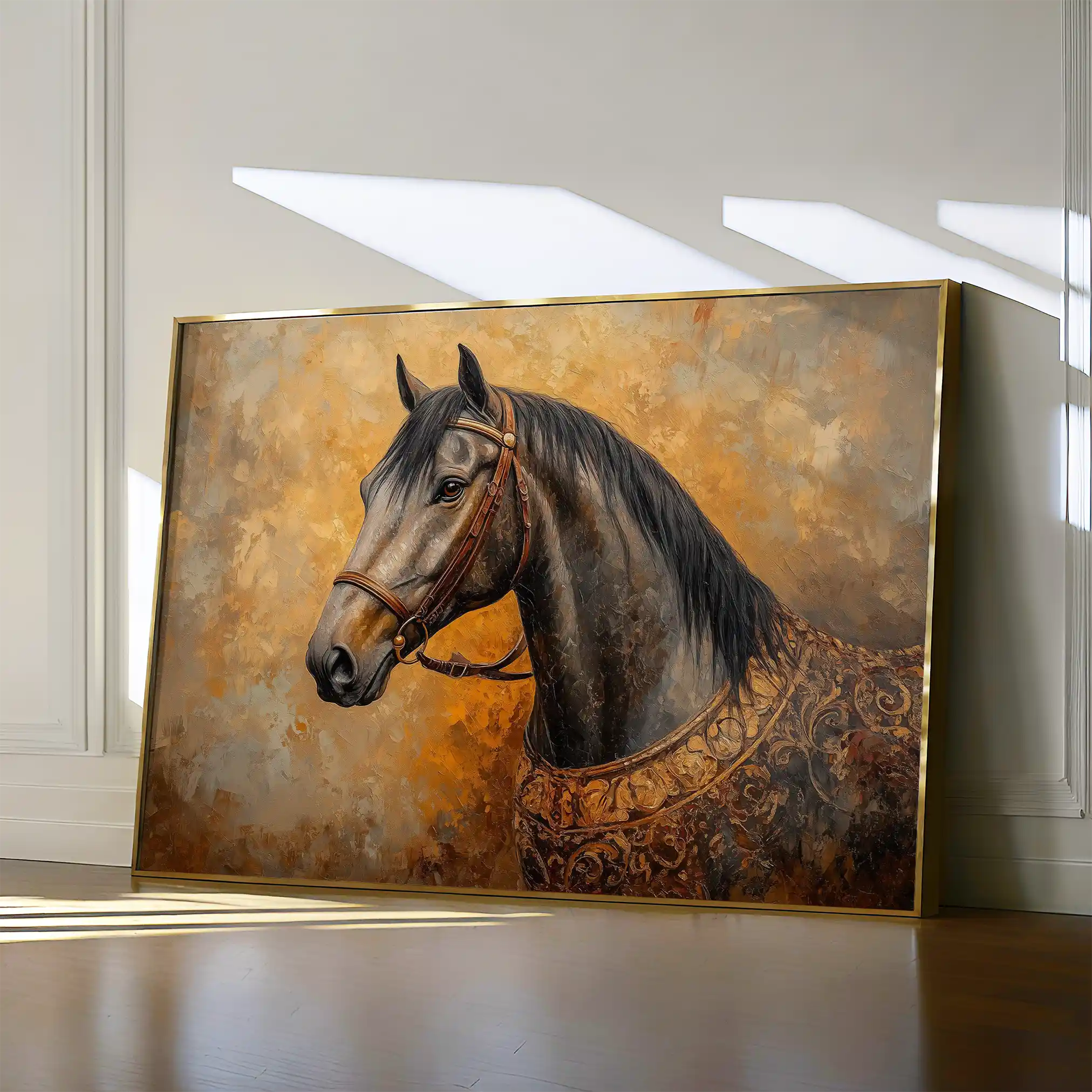 Horses 017 Canvas Art 60 x 40 cm / Black