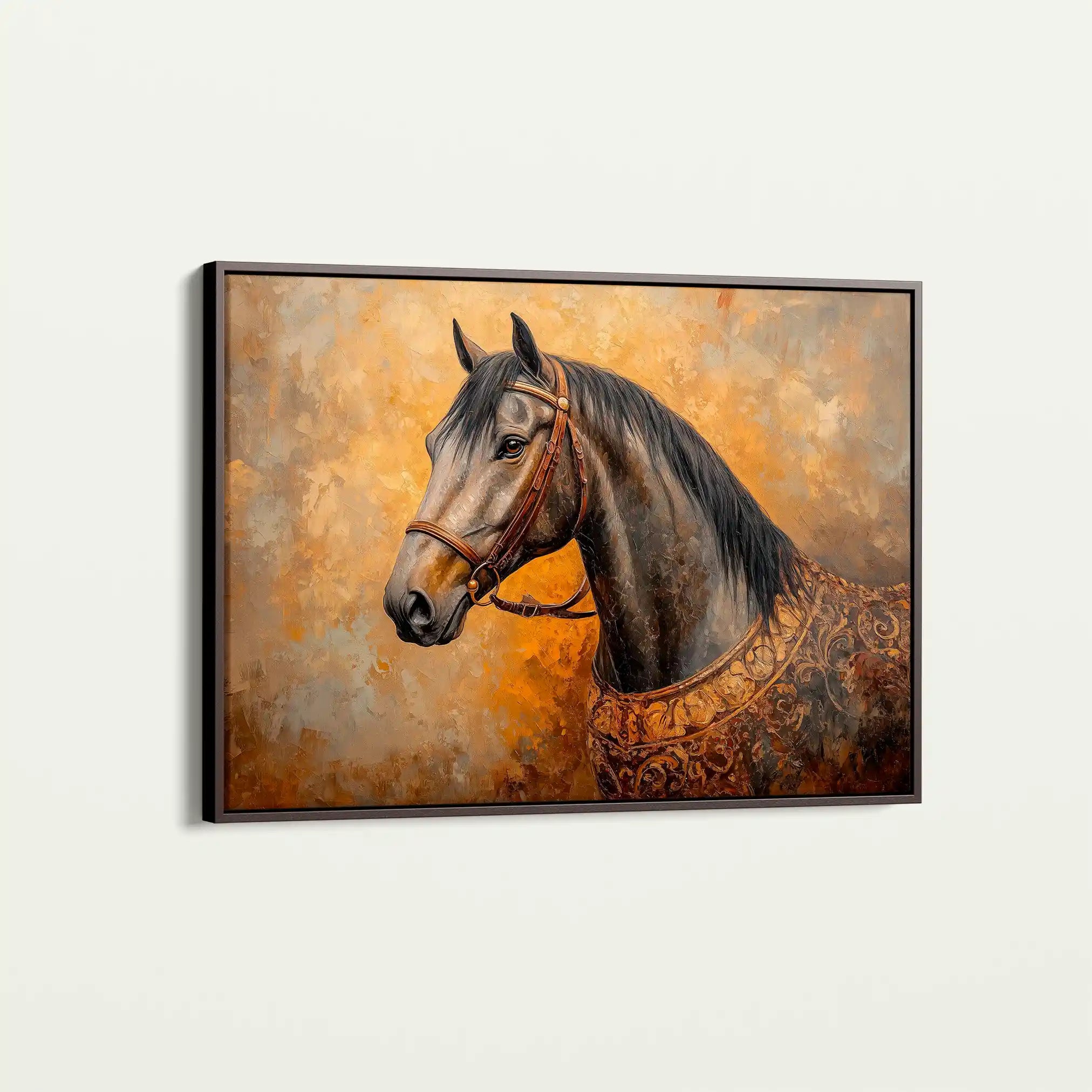 Horses 017 Canvas Art 60 x 40 cm / Black