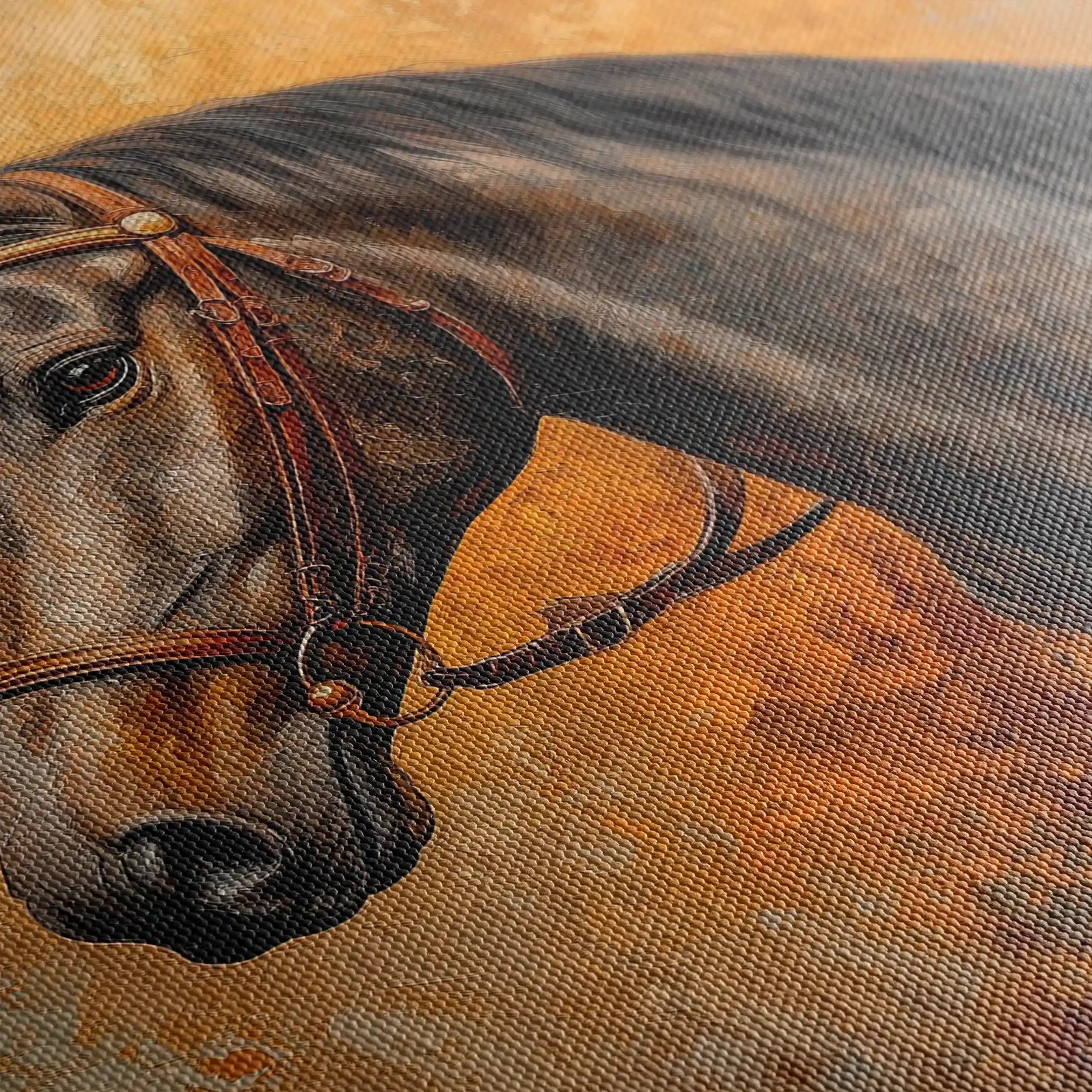 Horses 017 Canvas Art 60 x 40 cm / Black