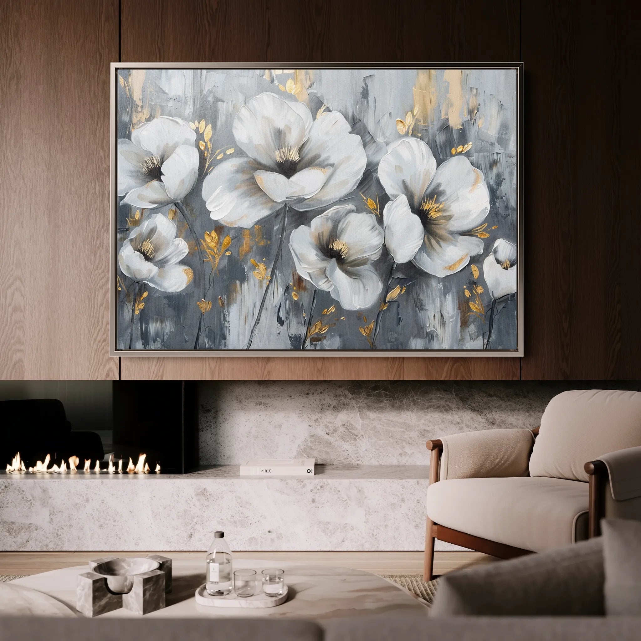 Floral 018 Canvas Art 18" x 24" / 45 x 60 cm / Black