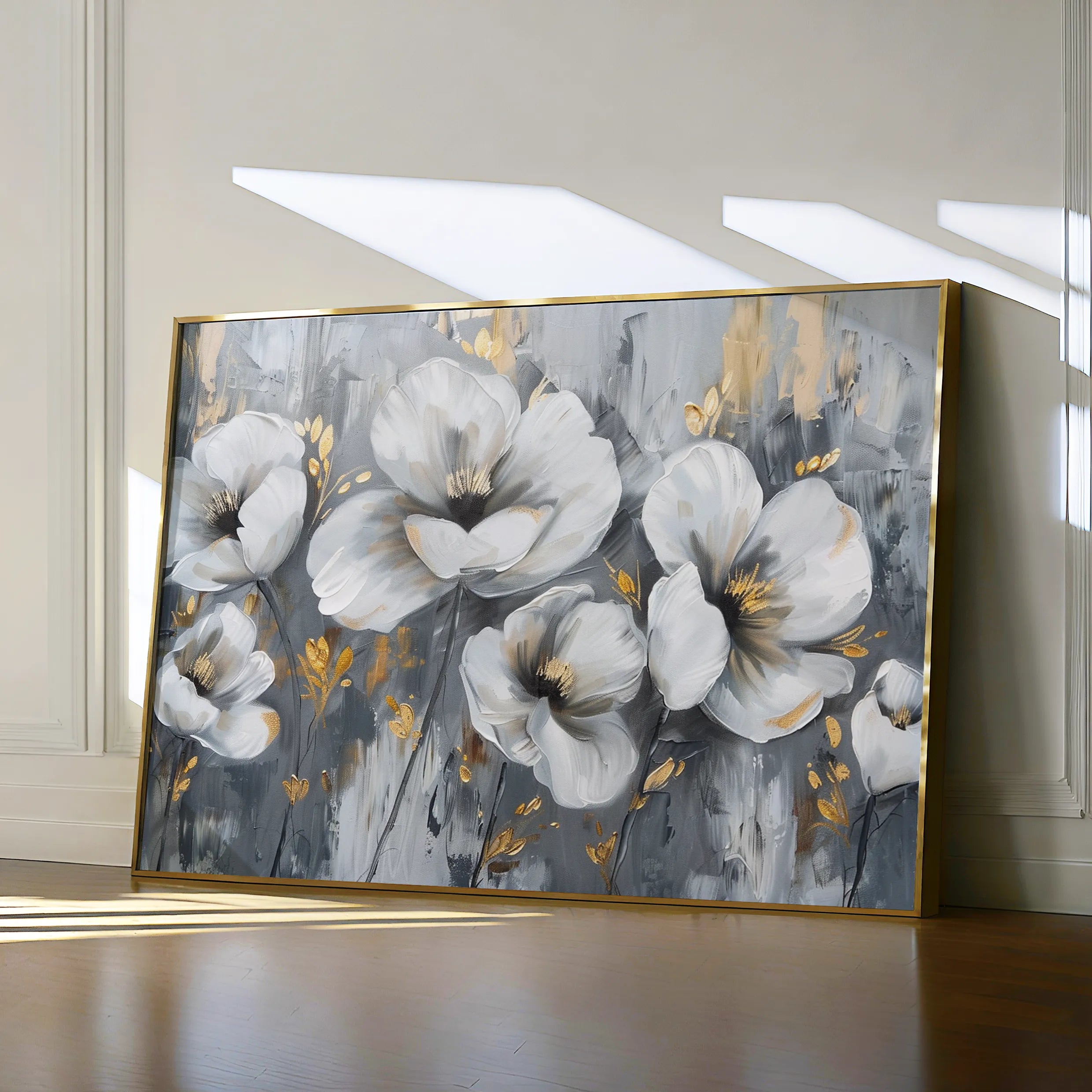 Floral 018 Canvas Art 18" x 24" / 45 x 60 cm / Black