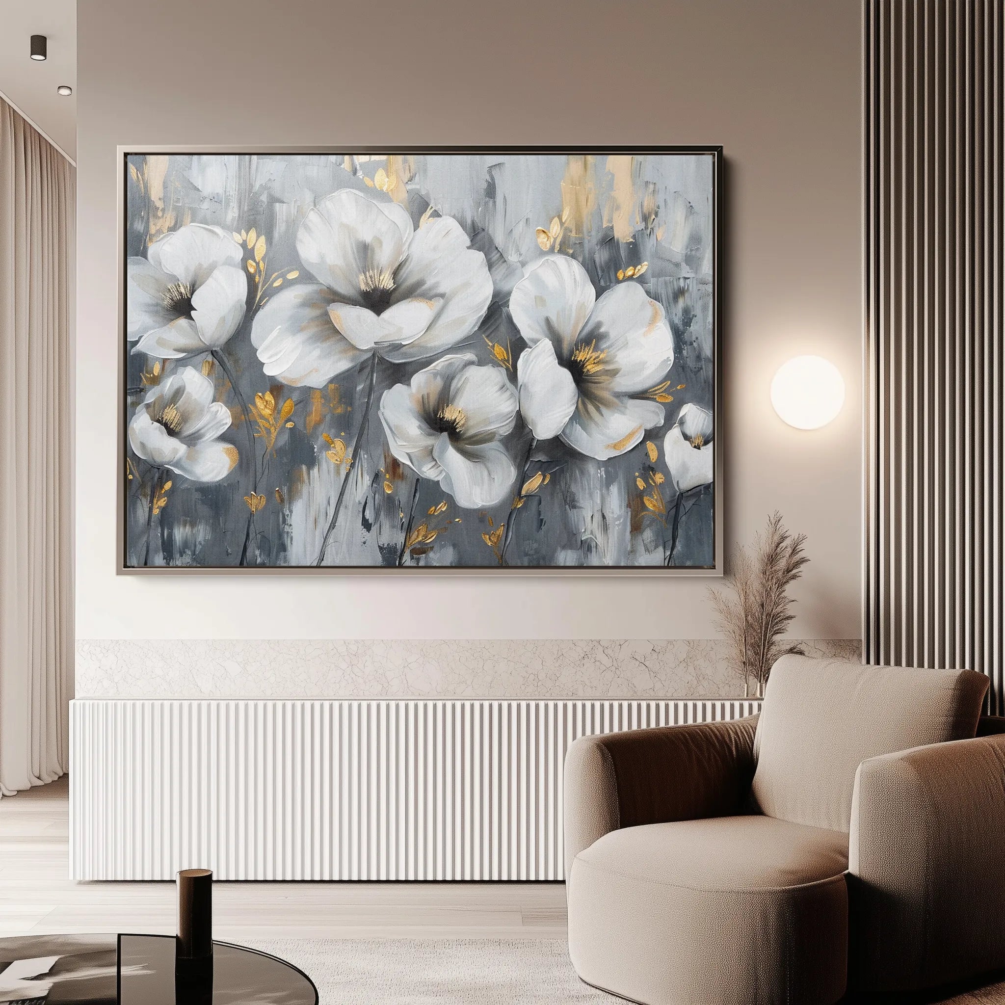 Floral 018 Canvas Art 18" x 24" / 45 x 60 cm / Black