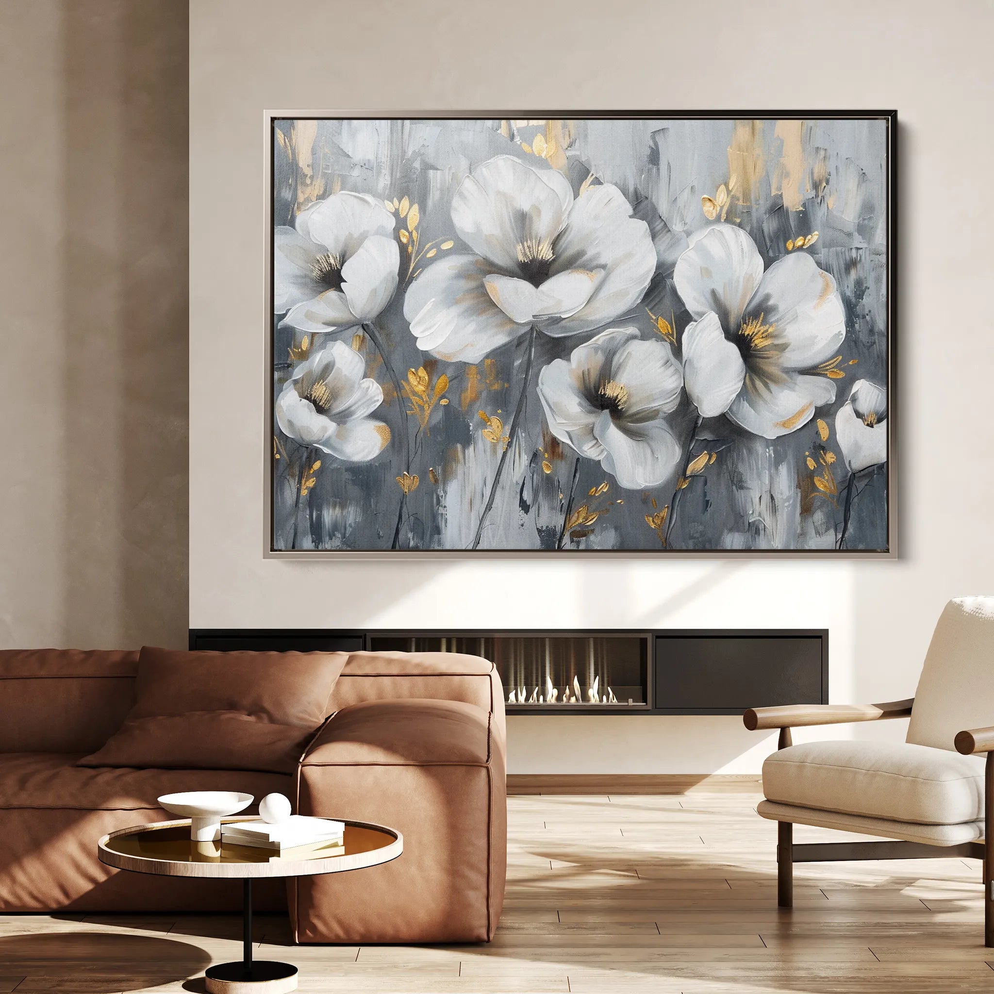 Floral 018 Canvas Art 18" x 24" / 45 x 60 cm / Black