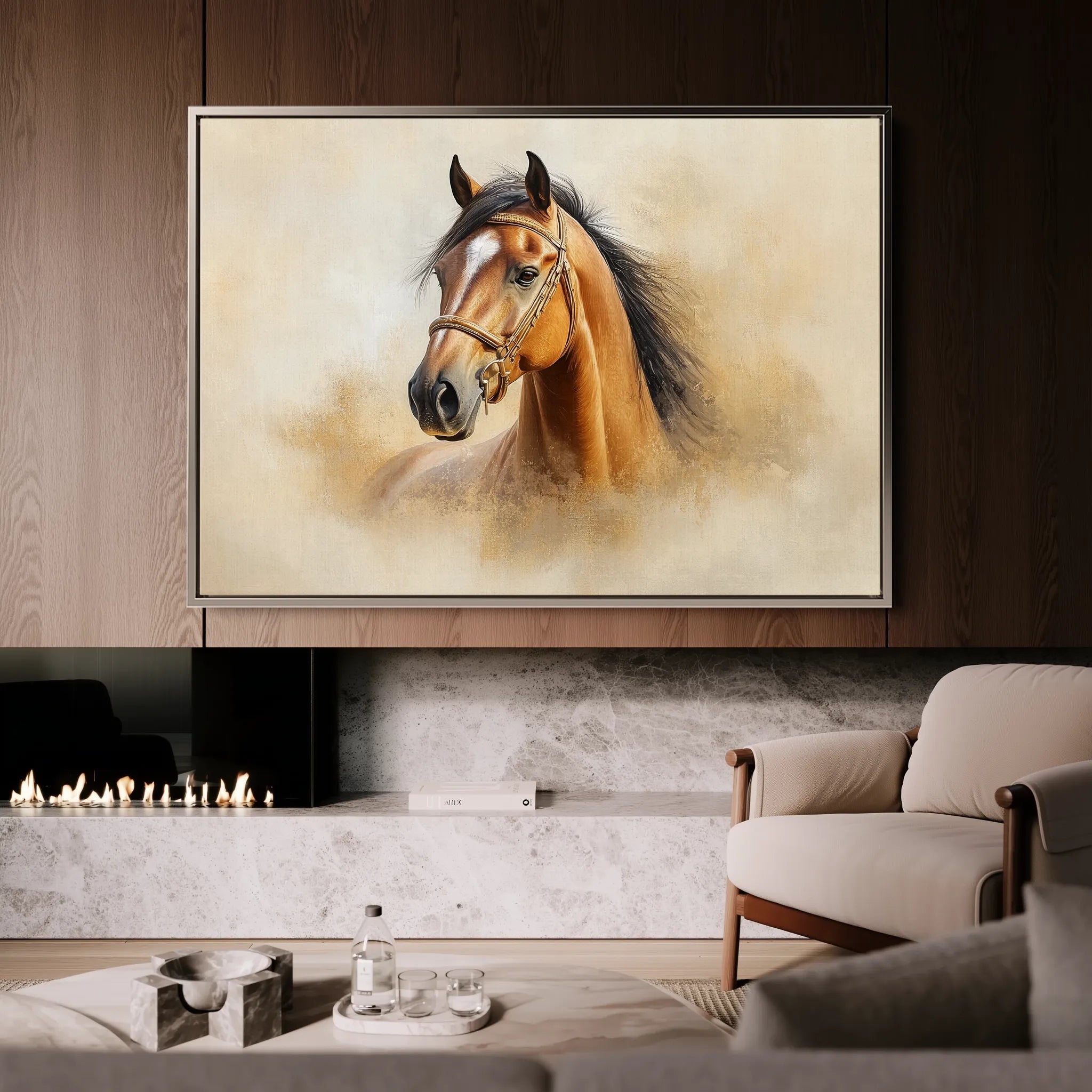 Horses 018 Canvas Art 18" x 24" / 45 x 60 cm / Black