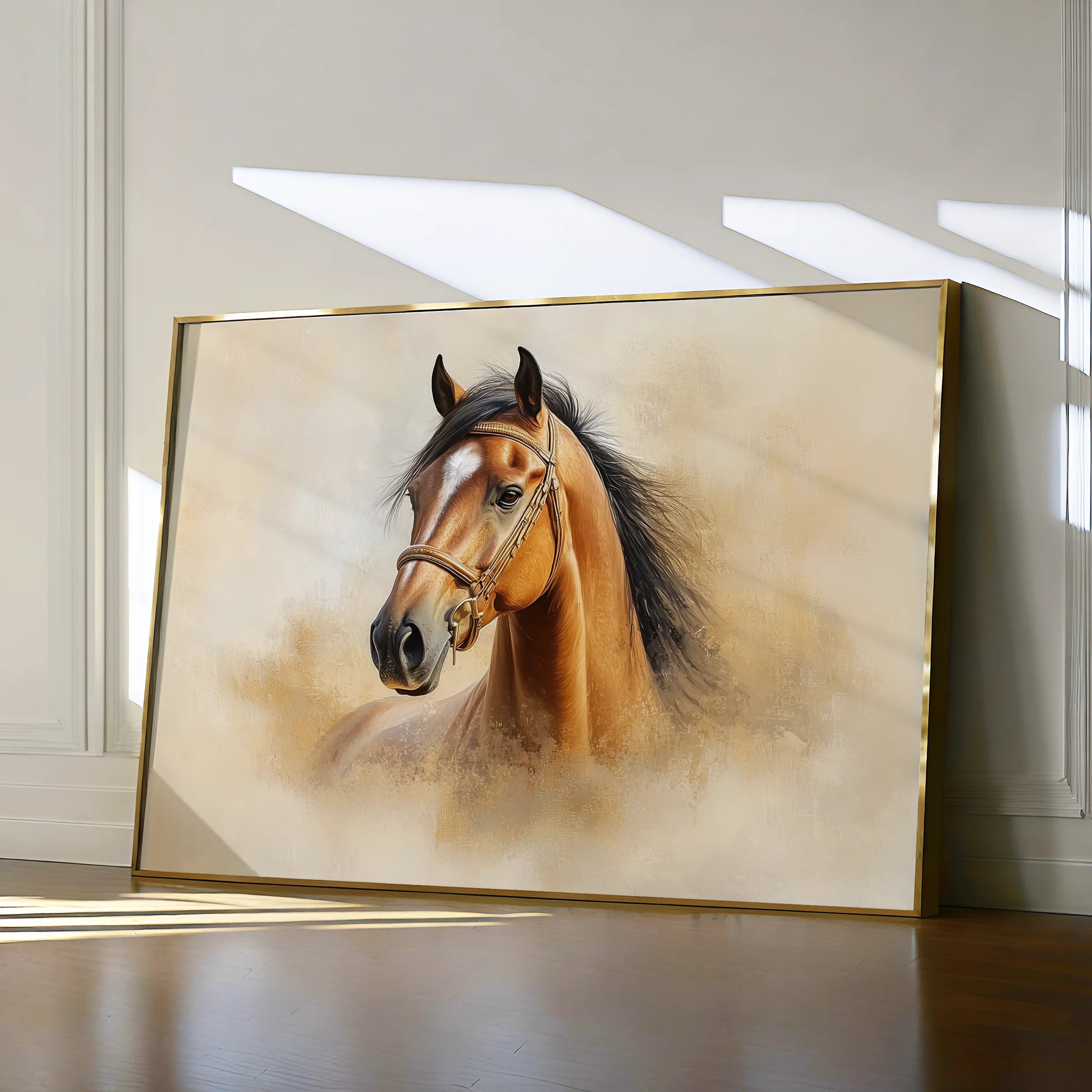 Horses 018 Canvas Art 18" x 24" / 45 x 60 cm / Black
