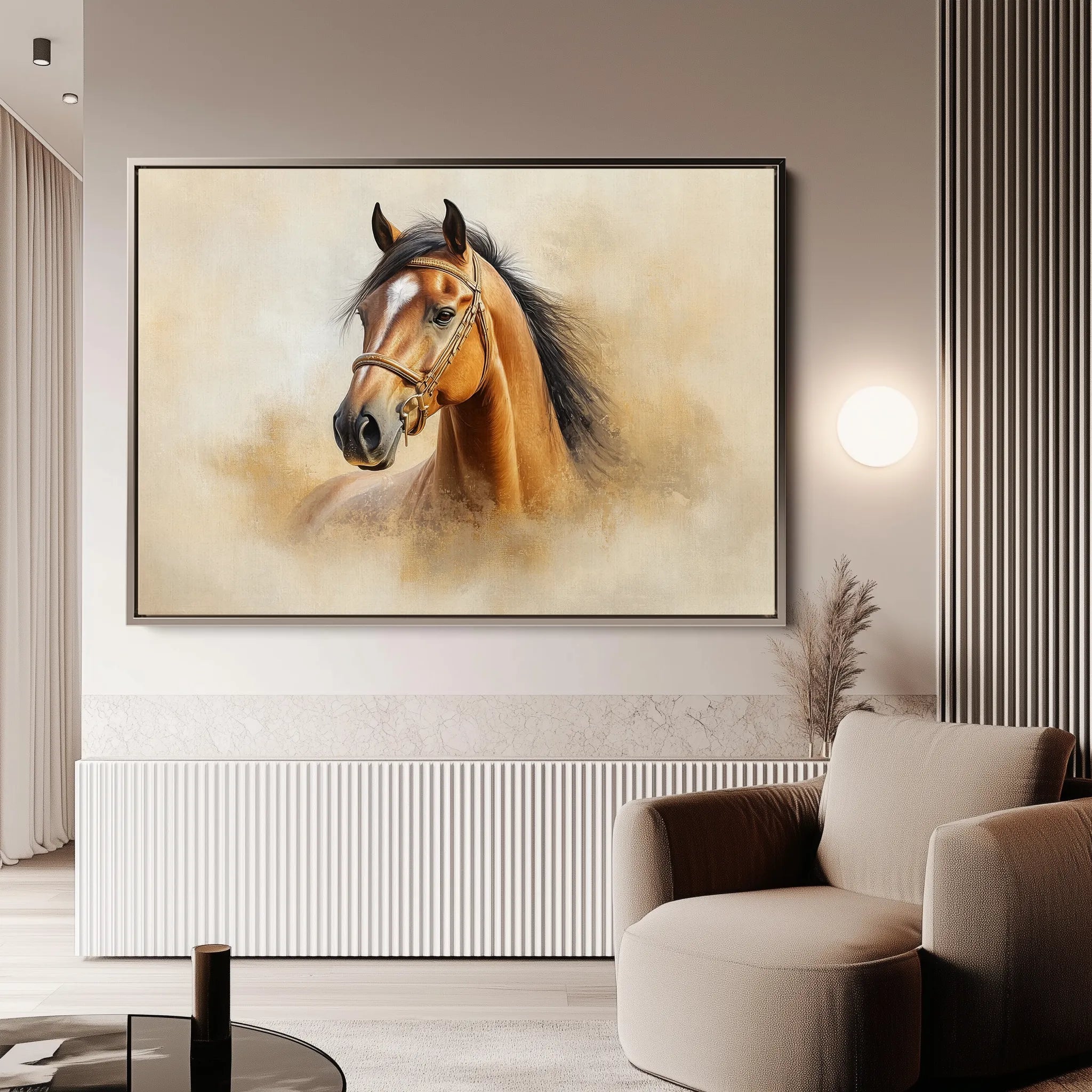Horses 018 Canvas Art 18" x 24" / 45 x 60 cm / Black